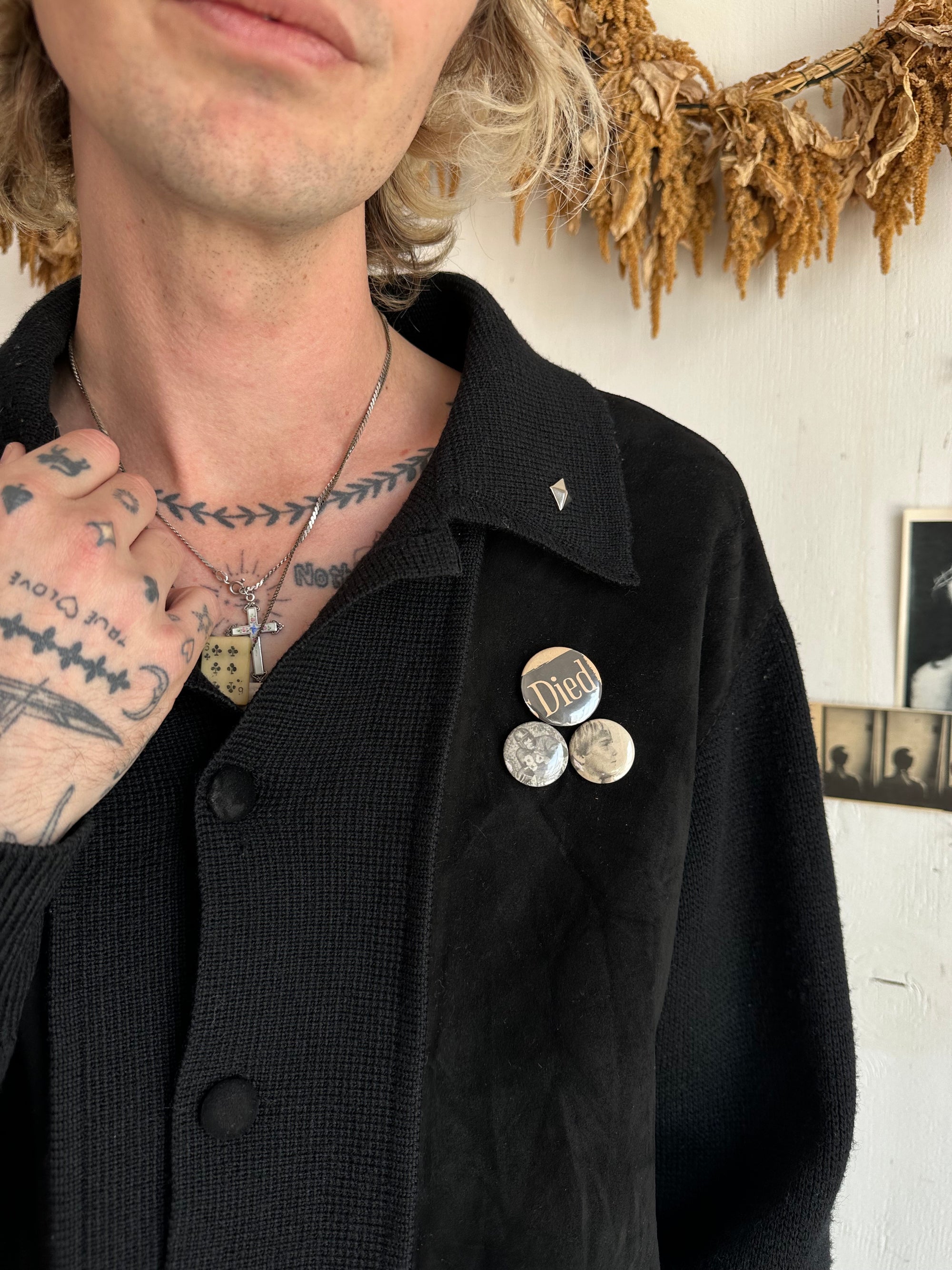 1960s Knit Suede Jacket W/ Pins