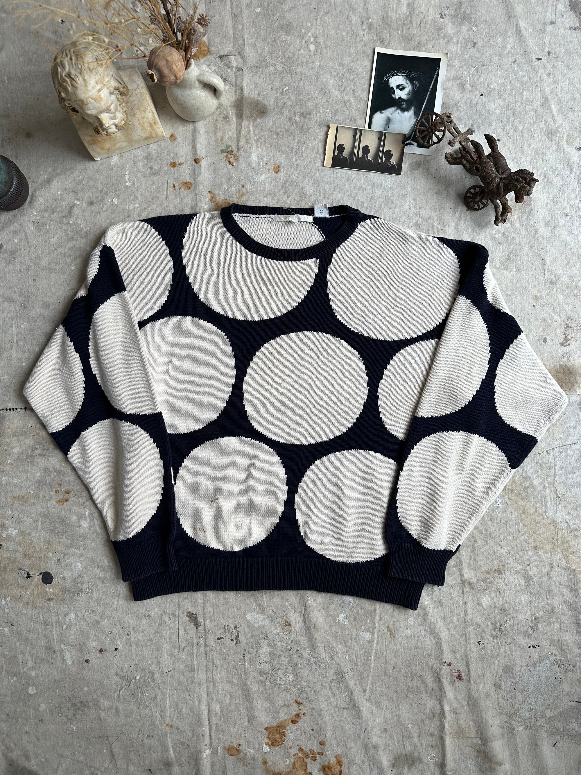 1990s Perry Ellis Large Polka Dot Knit