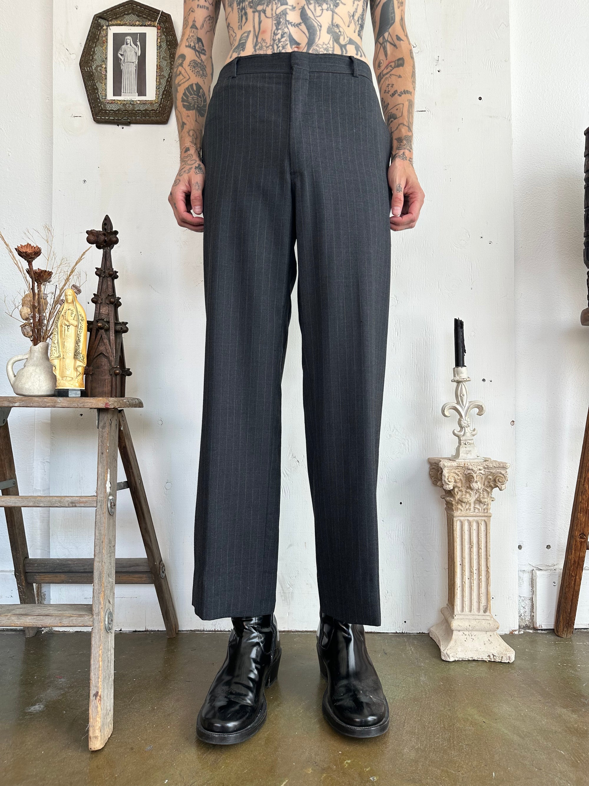 1960s Loose Fit Pinstripe Trousers