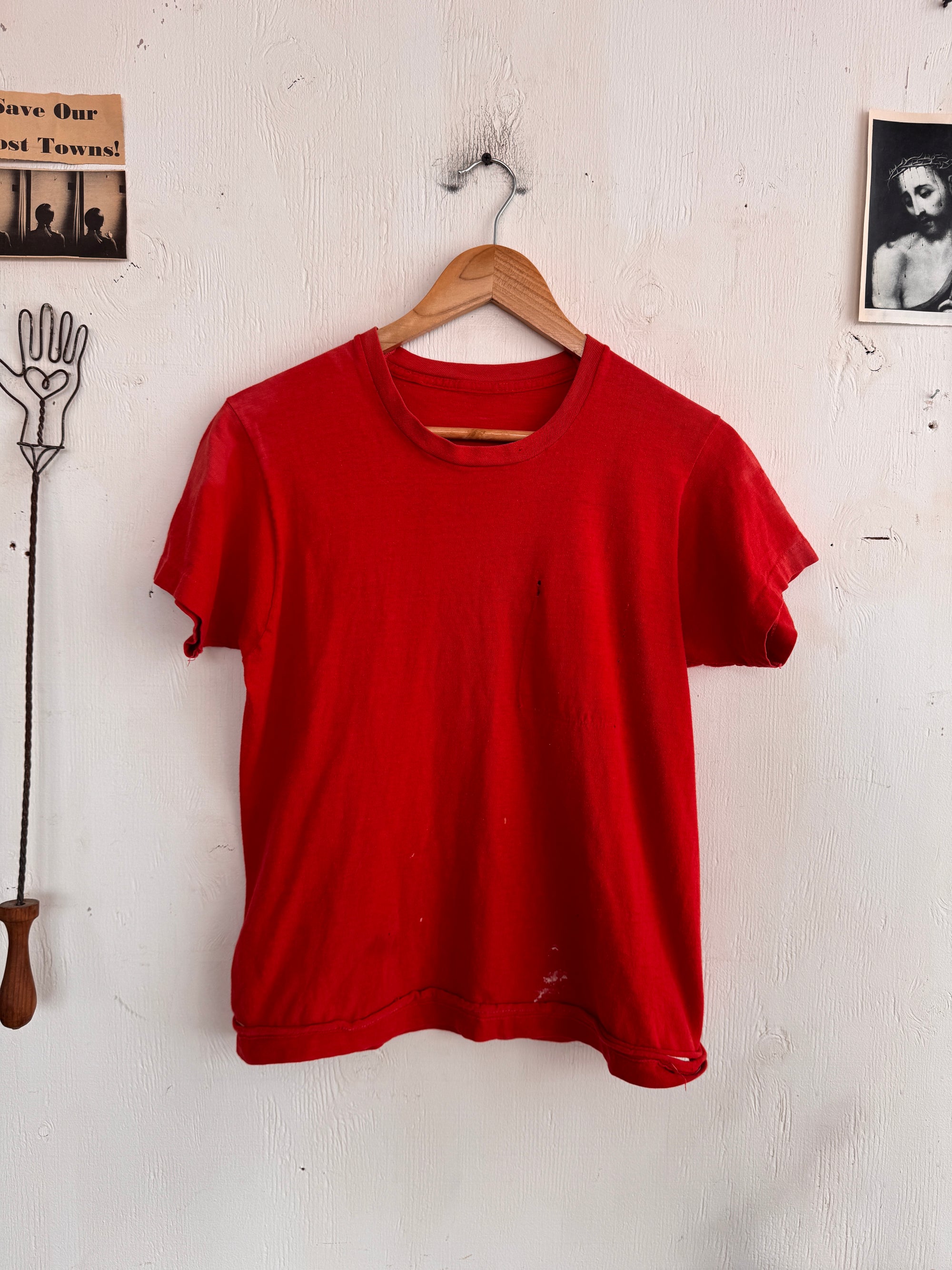 1970s Sunfaded Removed Pocket Red T-Shirt