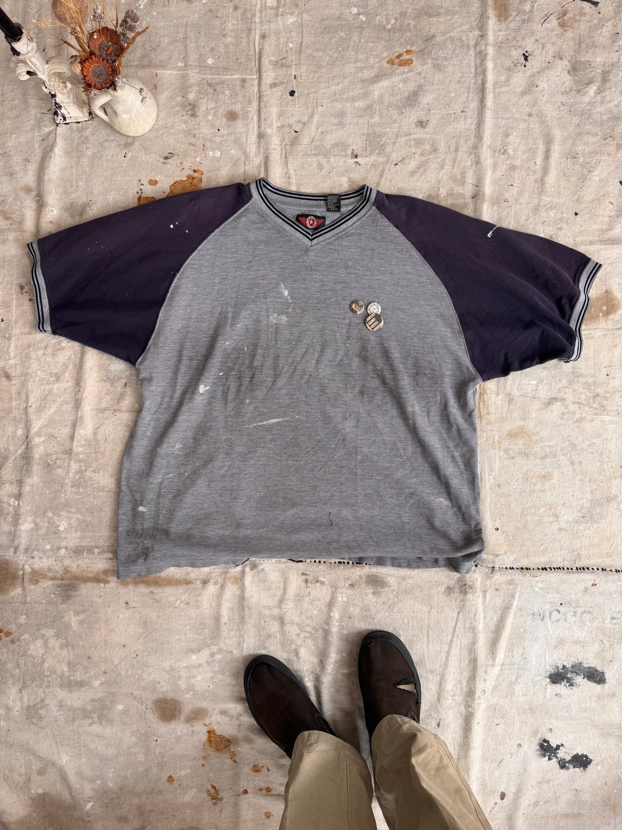 1990s Well Worn Oversized Athletic Tee W/ Pins