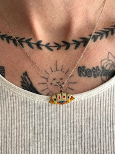 1920s Acetate Aces Pendant Necklace (18”)