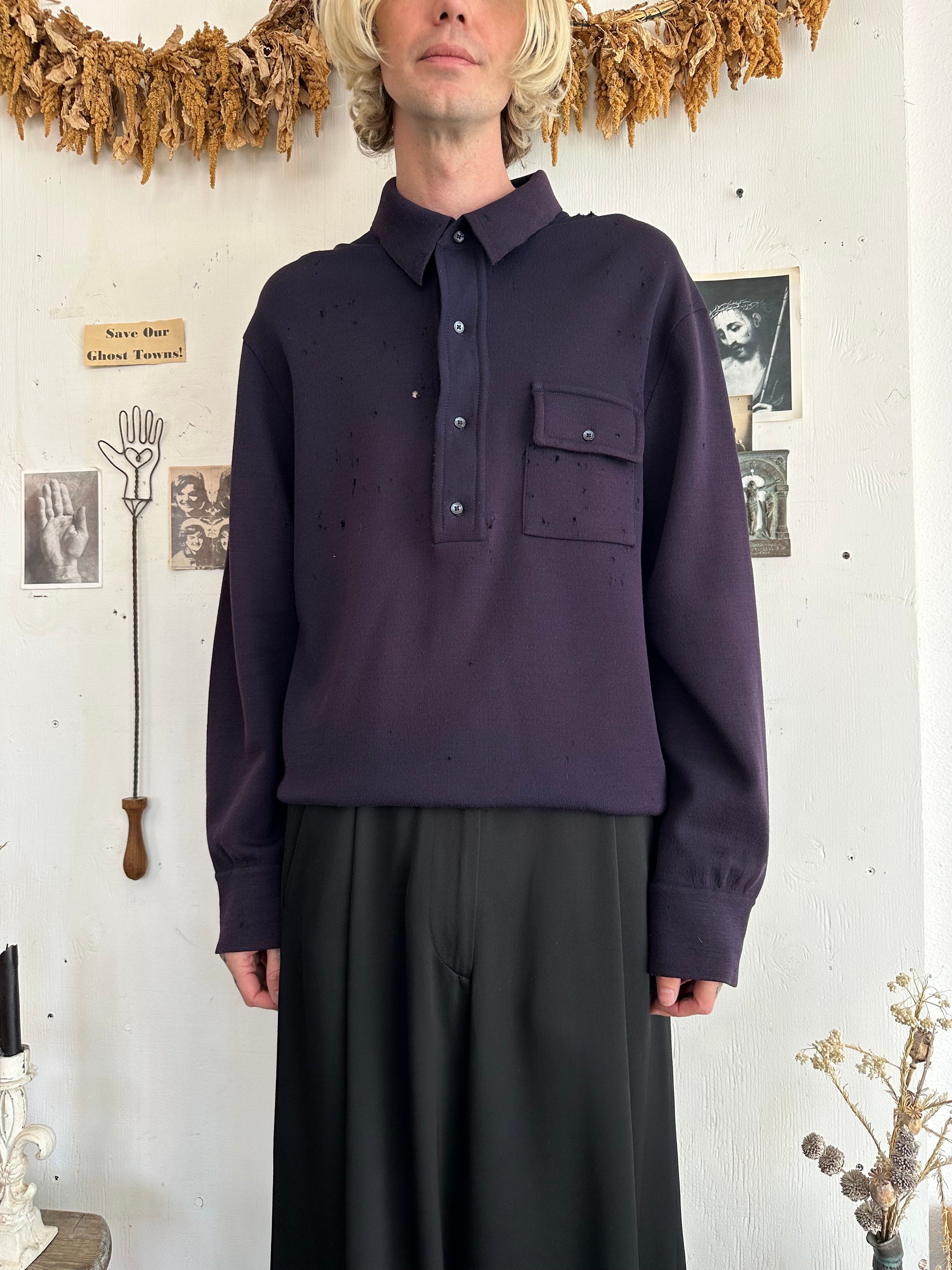 1960s Thrashed and Sunfaded Pendleton Knit Long Sleeve