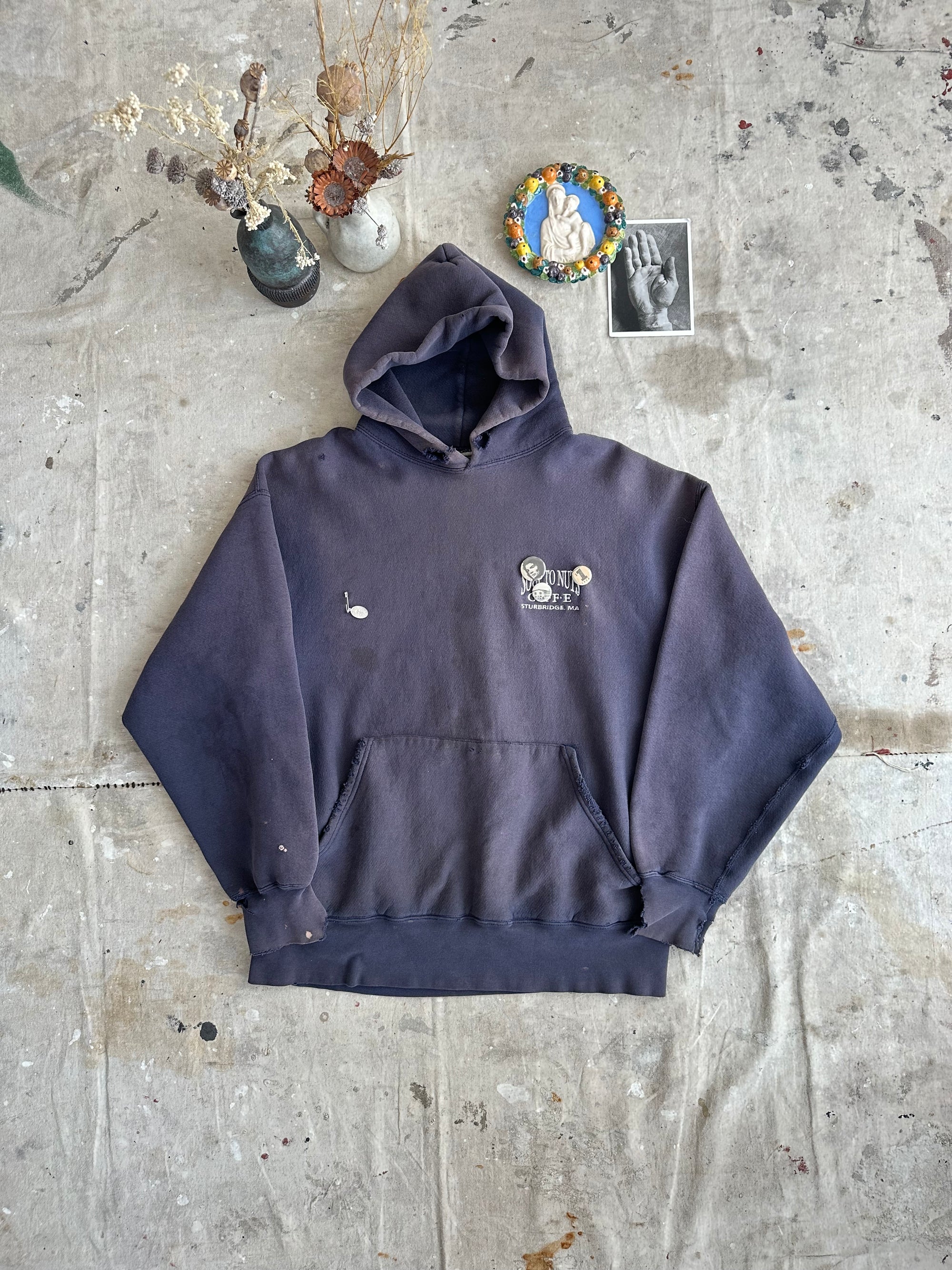 1990s Thrashed and Sunfaded Heavyweight Hoodie W/ Pins