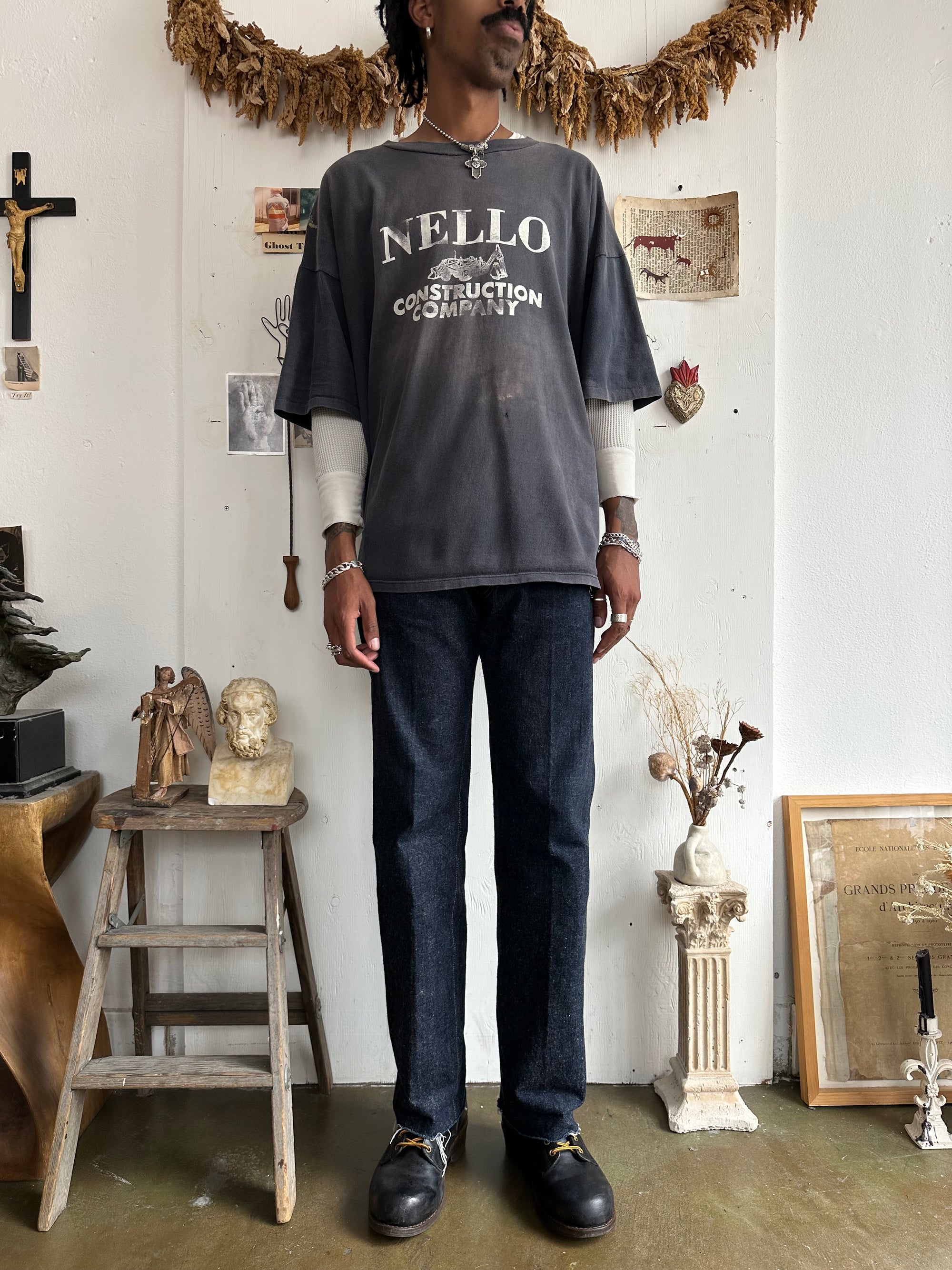 1990s Oversized Sunfaded Construction Company Tee