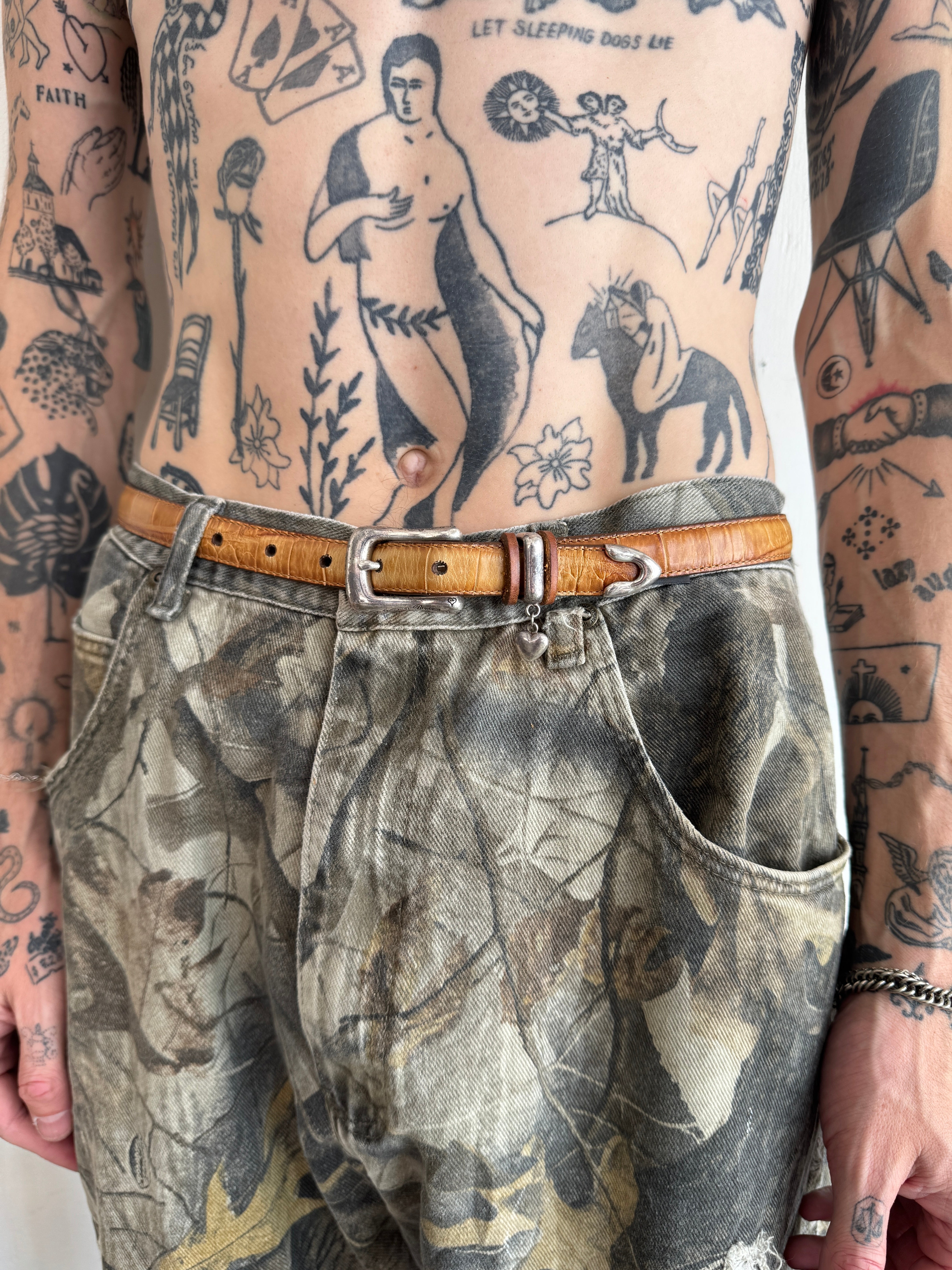 1990s Brighton Western Leather Belt W/ Heart Charm (28" - 32"