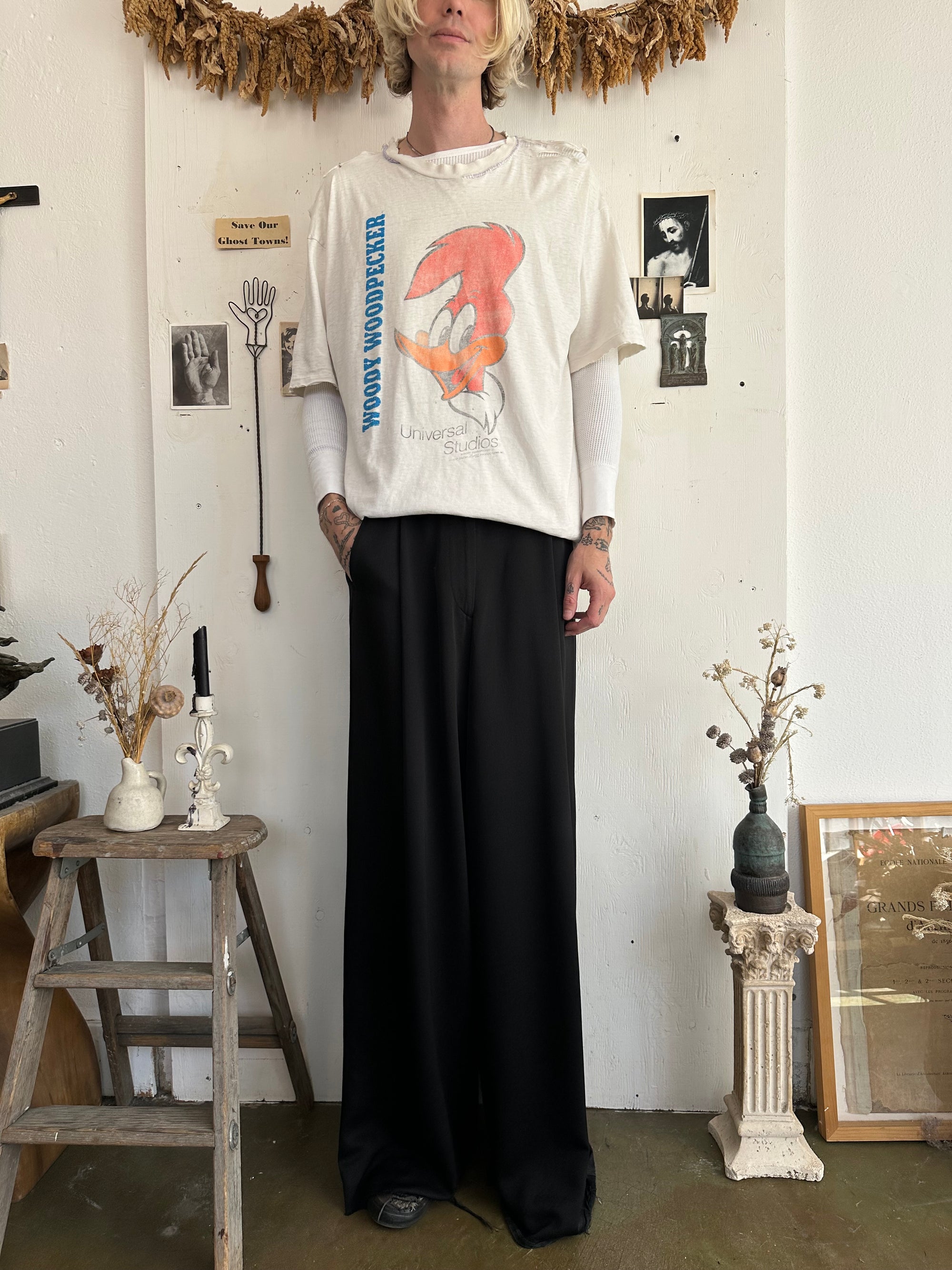 1980s Thrashed and Repaired Woody Woodpecker Tee