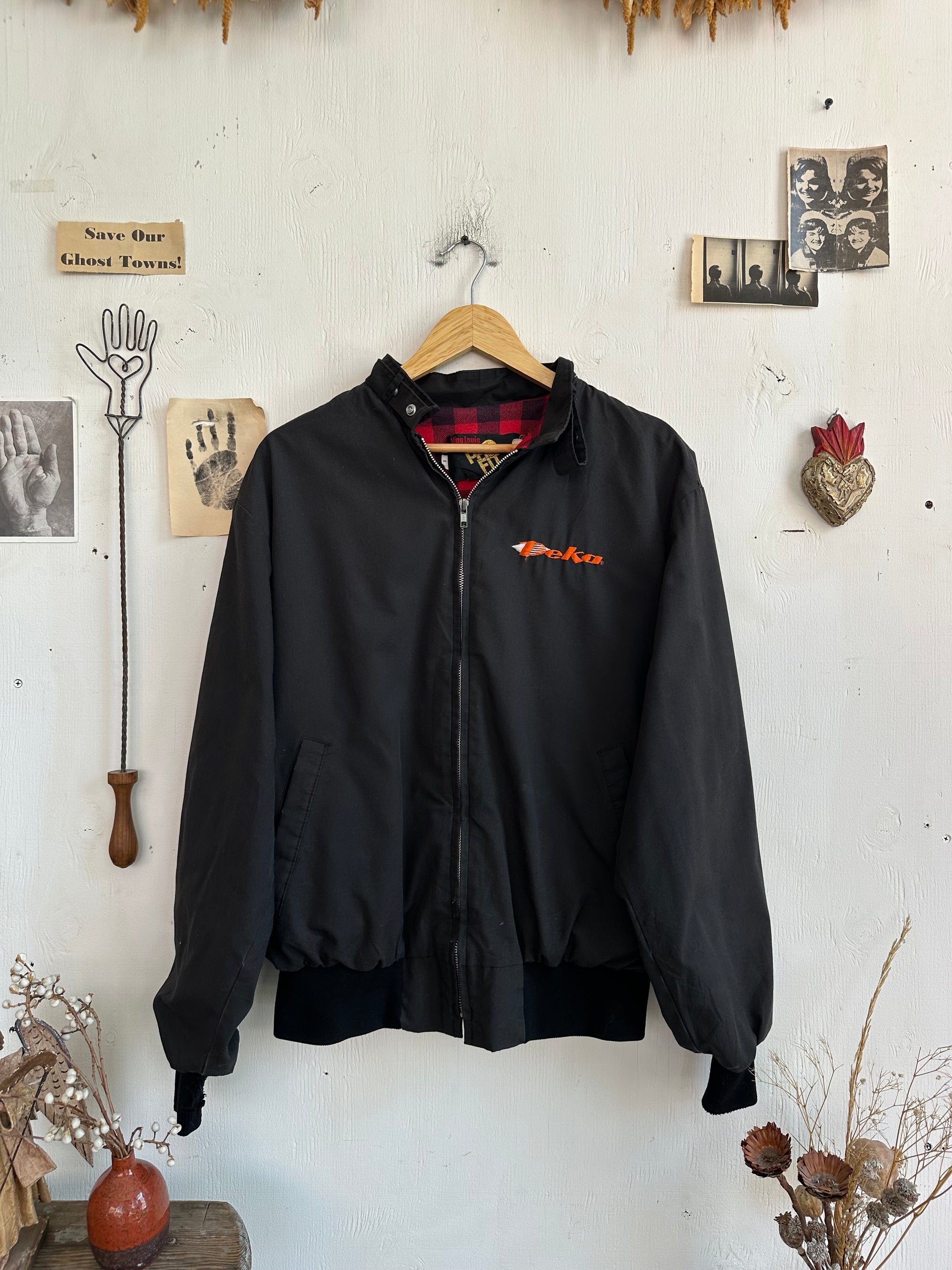 1980s Plaid Lined Funnel Neck Jacket