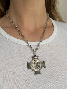 Vintage Heavy Turin Cross Pendant Tourism Necklace (18")