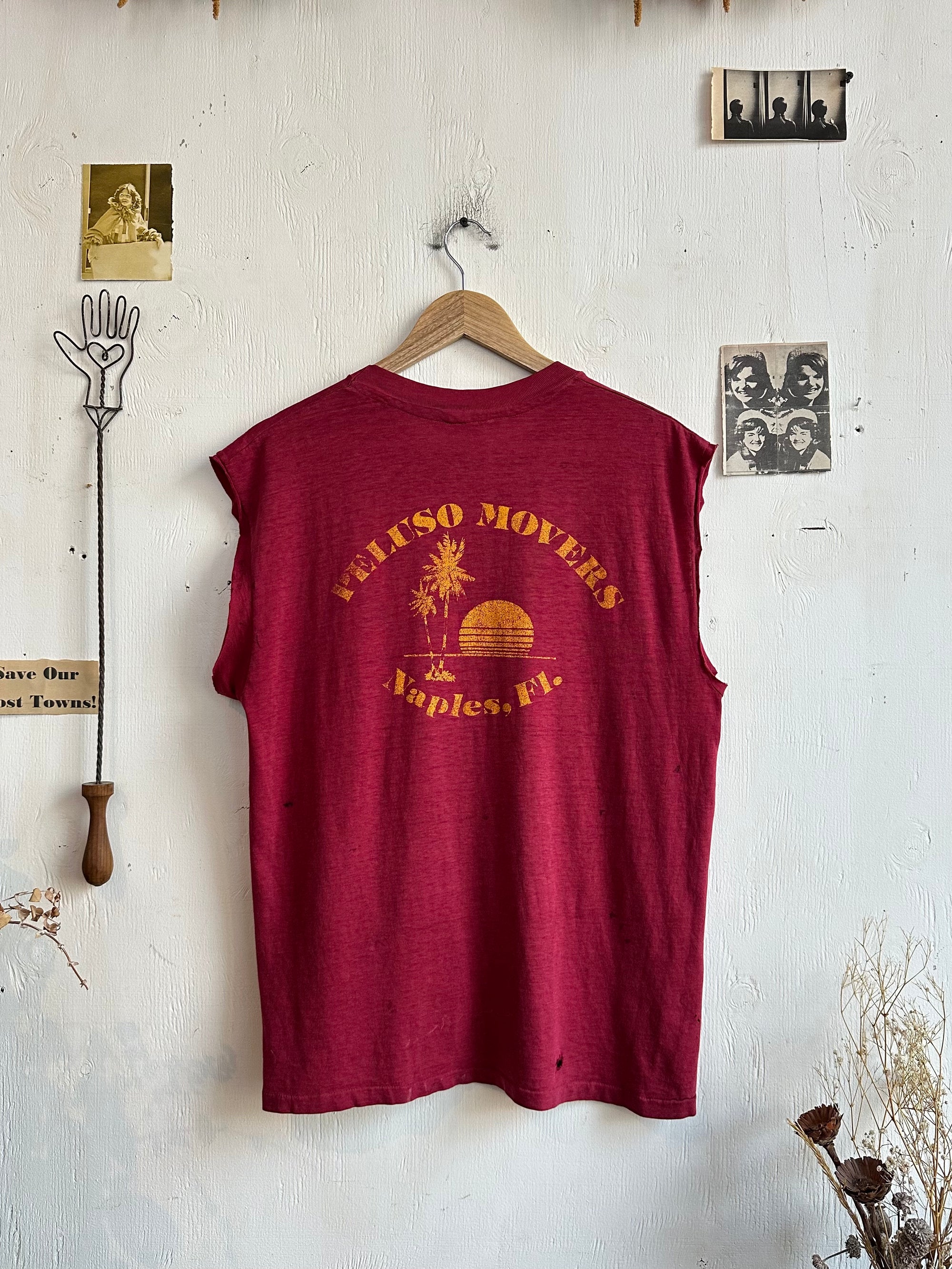 1980s Thrashed and Paper Thin Peluso Movers Muscle Tee