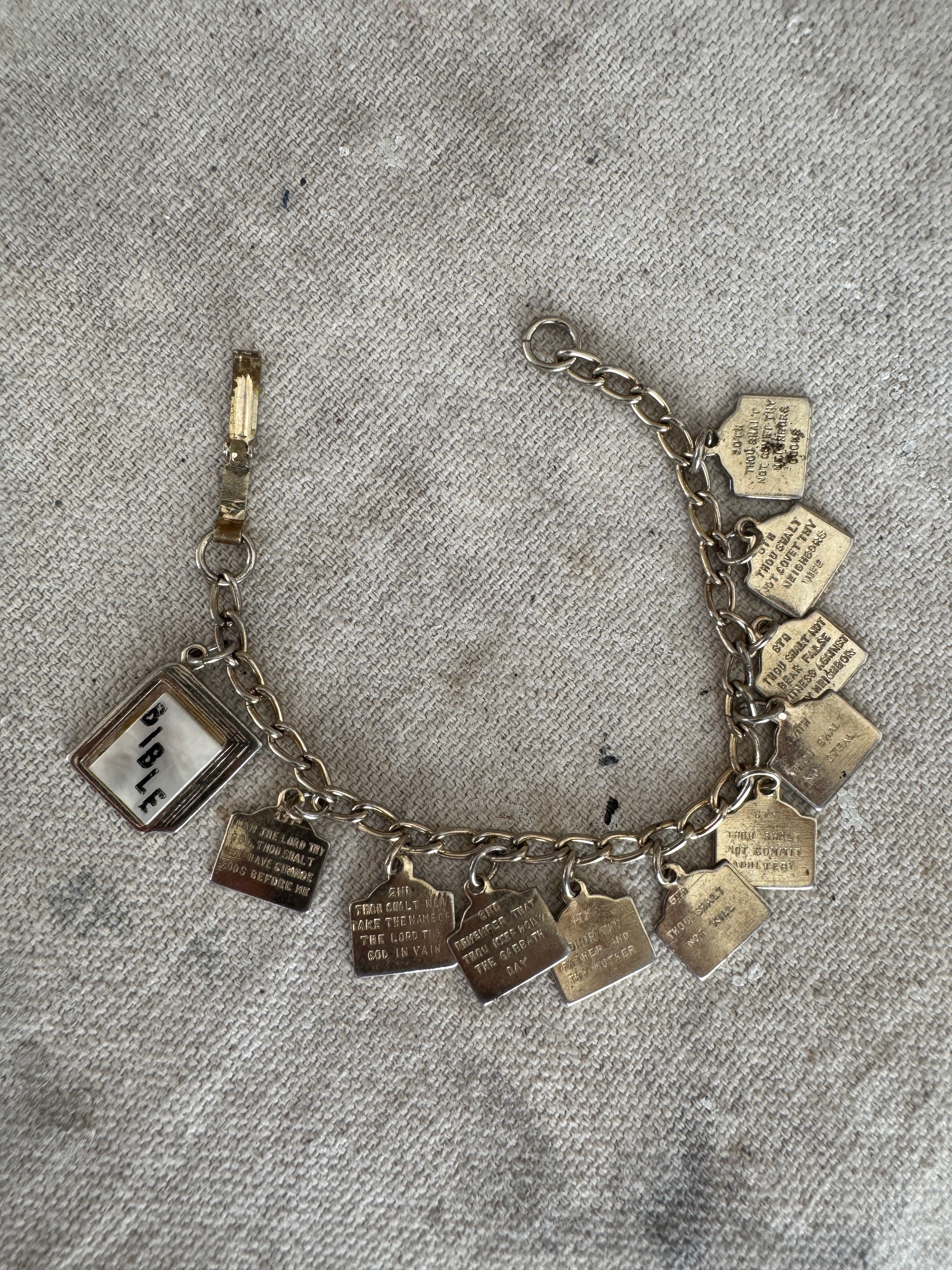 Vintage Bible and Ten Commandments Bracelet