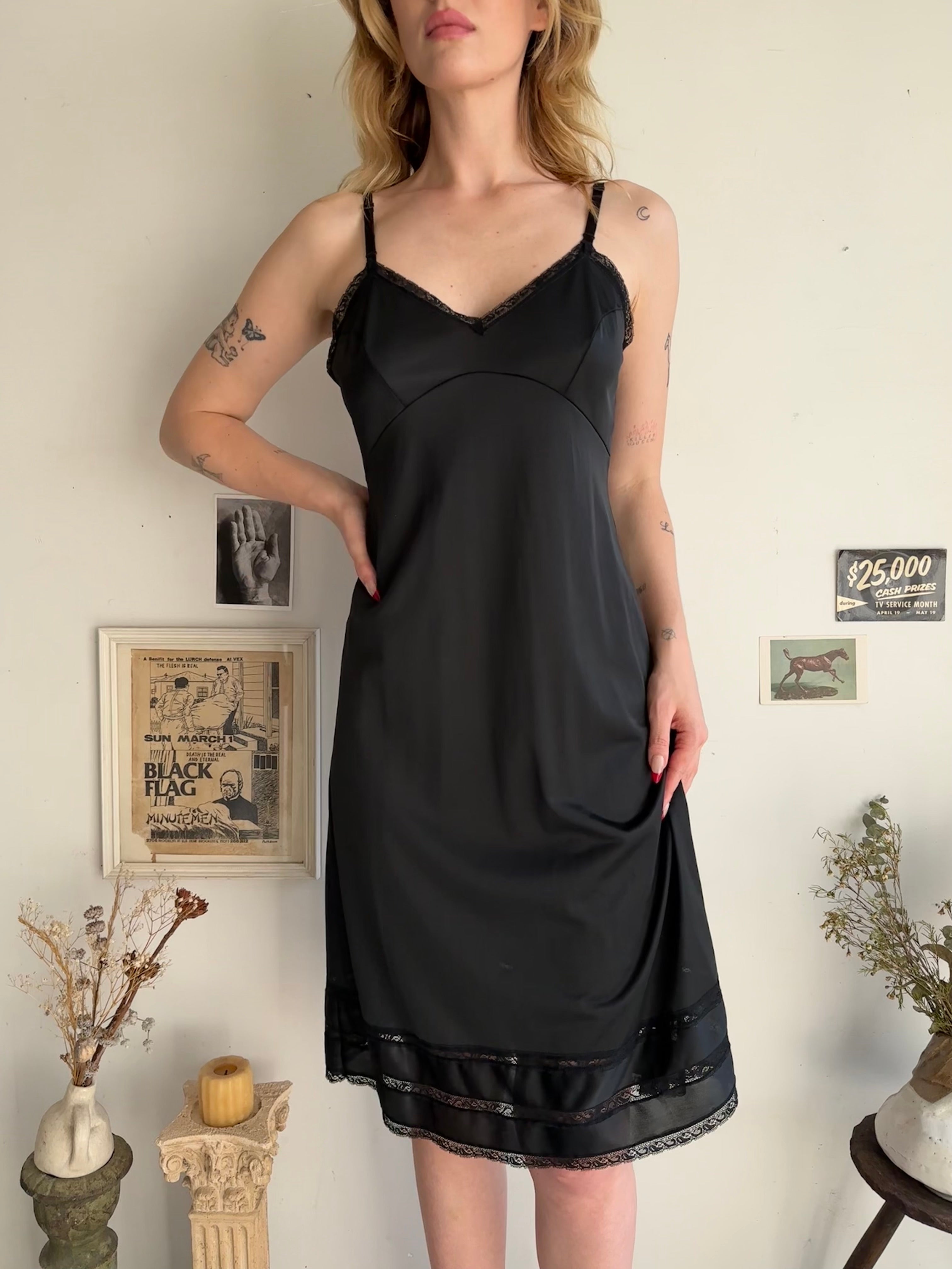 1980s Black Midi Slip (M)