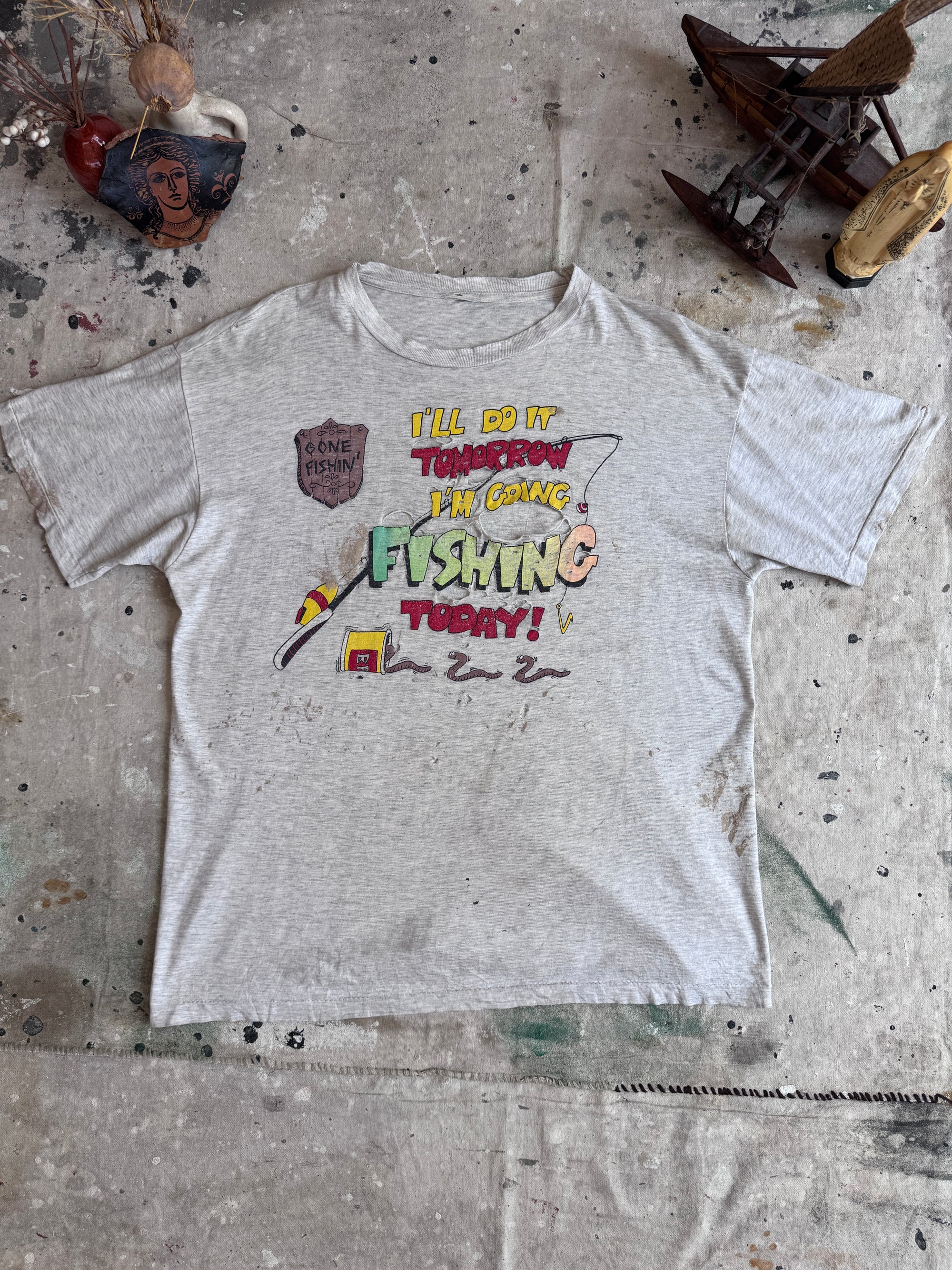 1990s Thrashed  I’m Going Fishing Tee (XL)