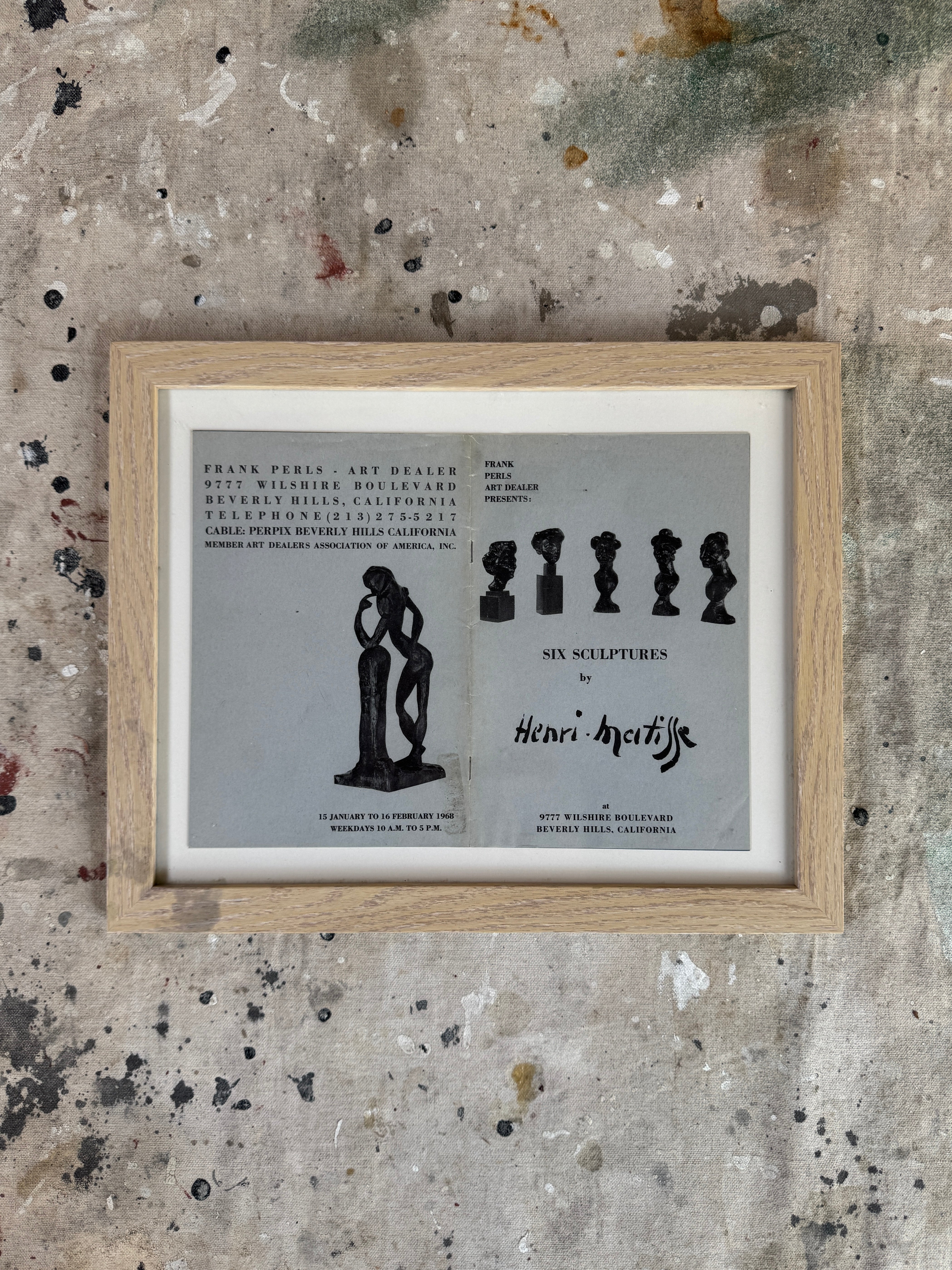 1968 Henry Matisse Sculpture Exhibition Gallery Brochure (11" x 14")