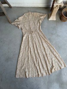 1980s Champagne Lace Keyhole Dress (M/L)