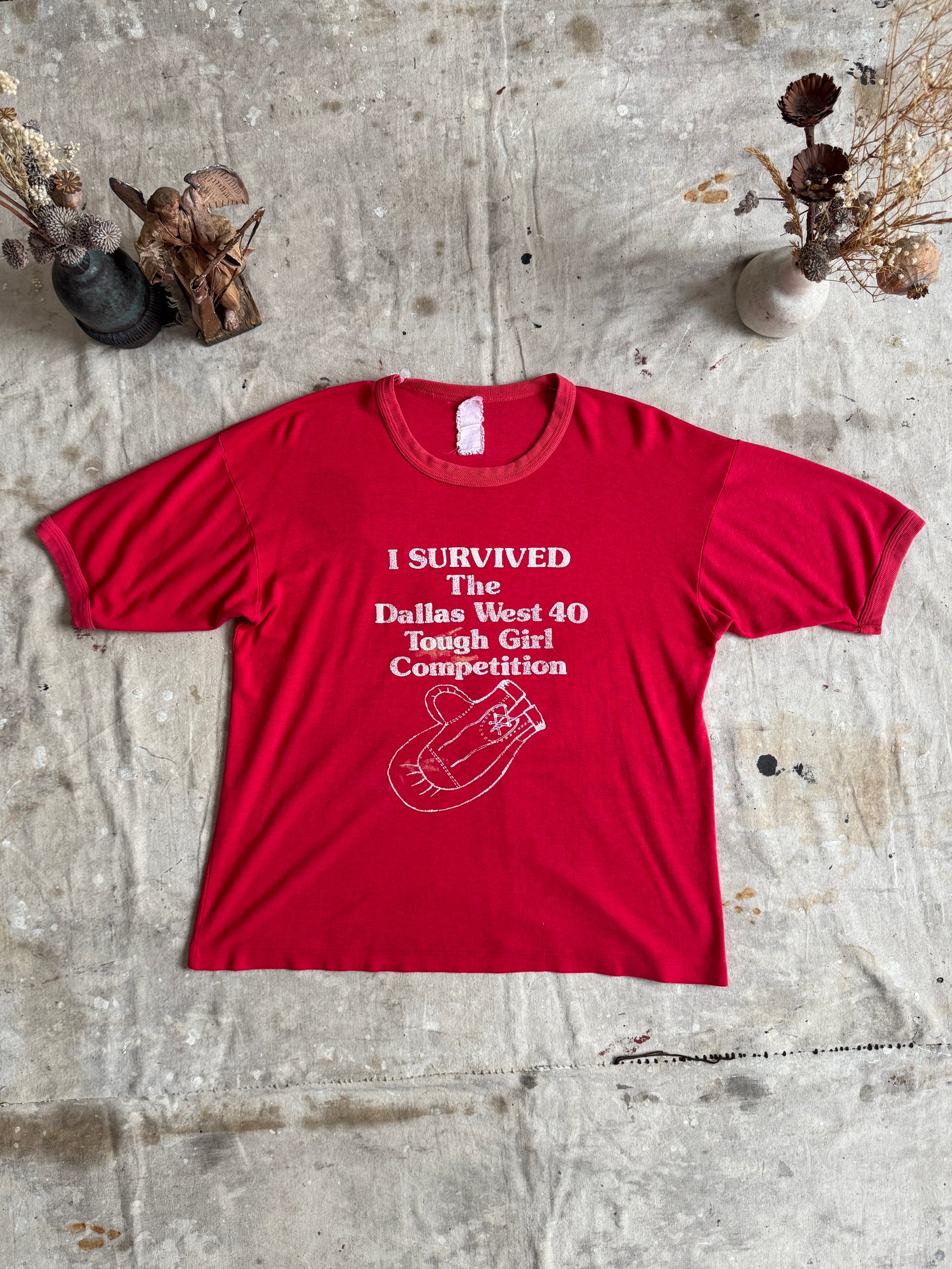 1980s Sunfaded Red Tough Girl Competition Tee
