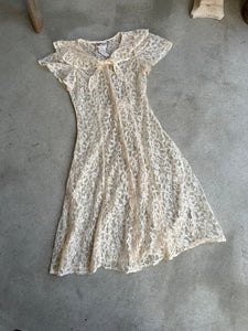 1980s Sheer Lace Crystal Button Dress (XS/S)