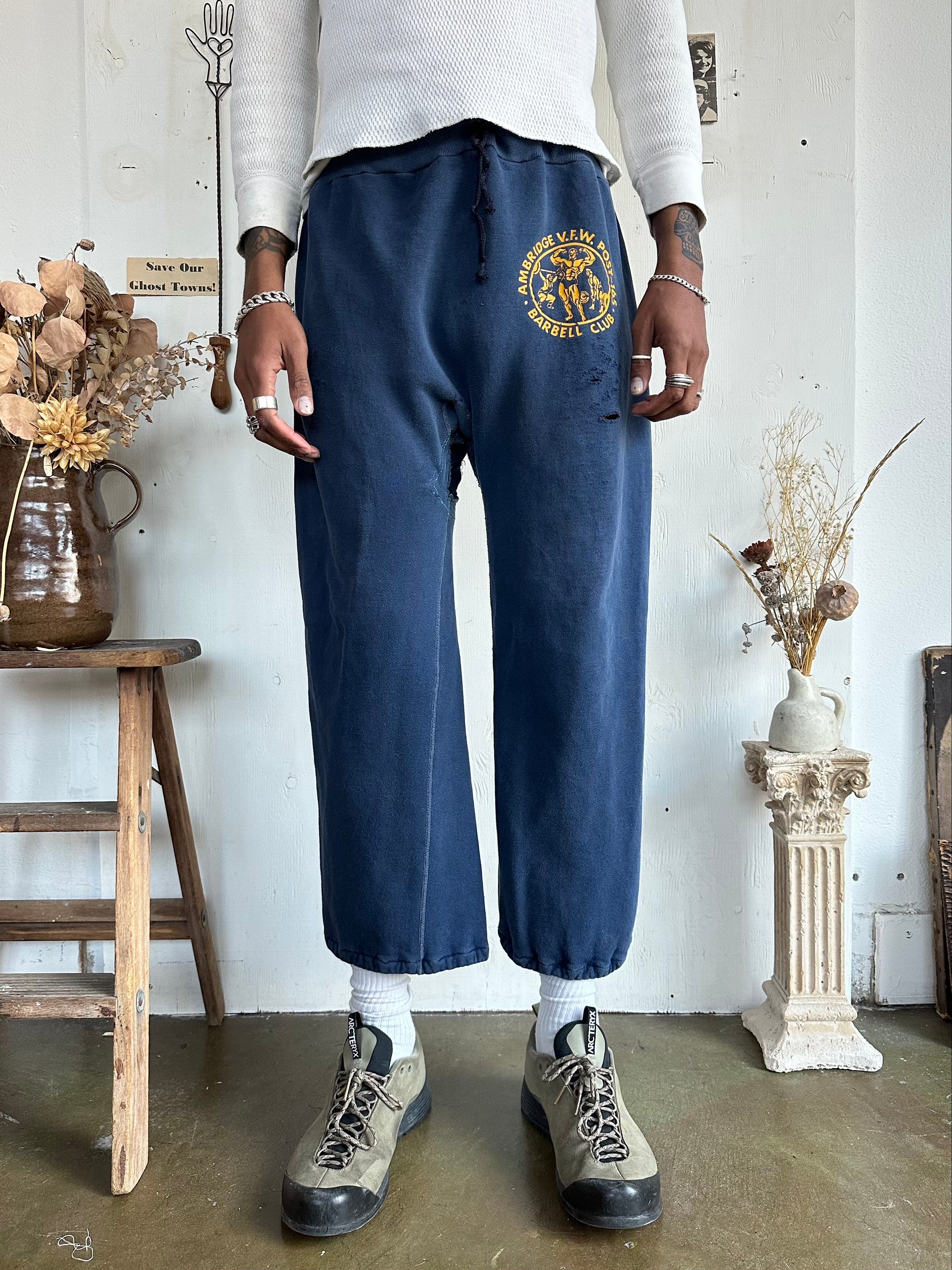 1970s Thrashed and Repaired Barbell Club Sweats