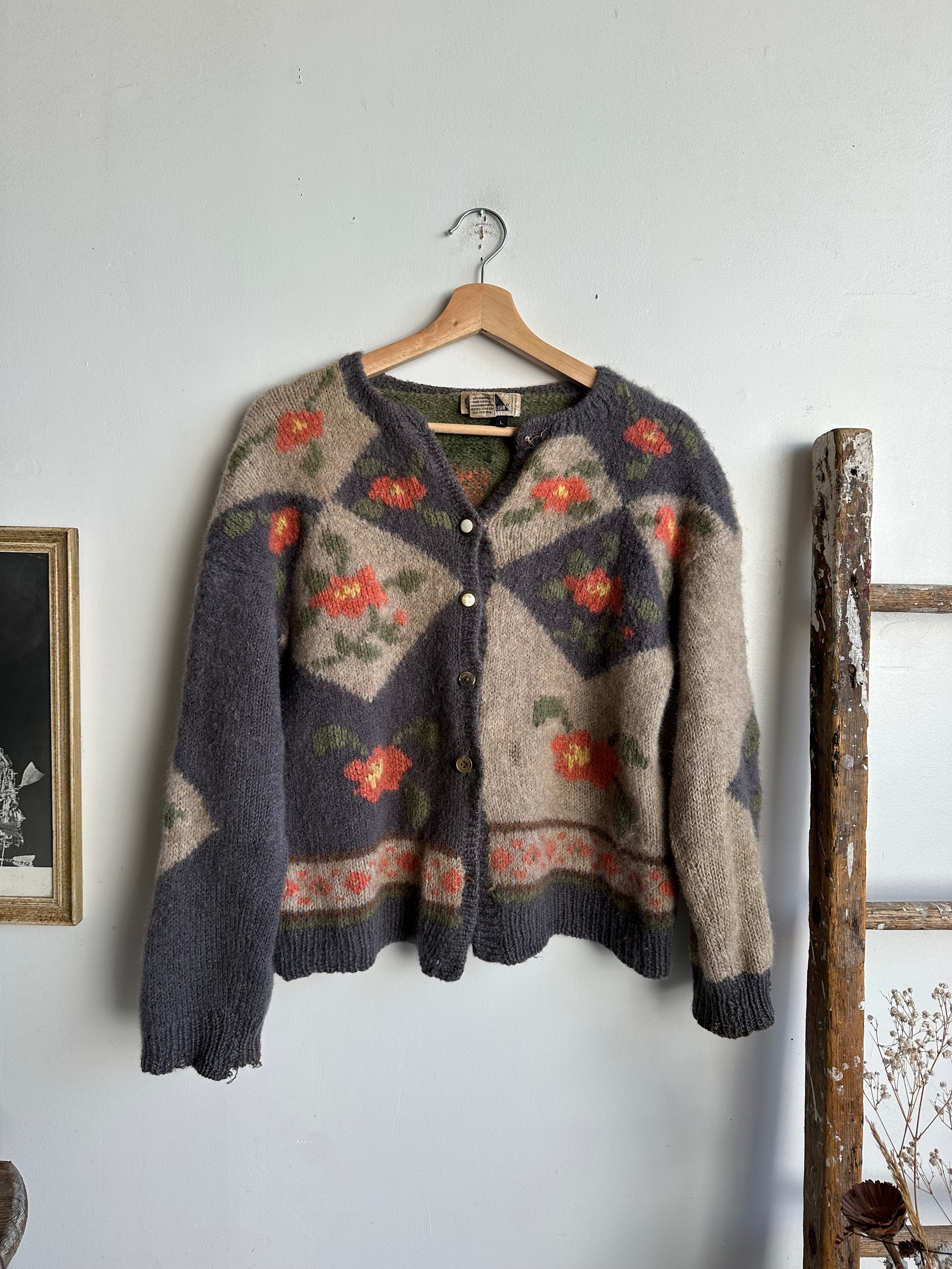 1970s Women’s Floral Cardigan (M)