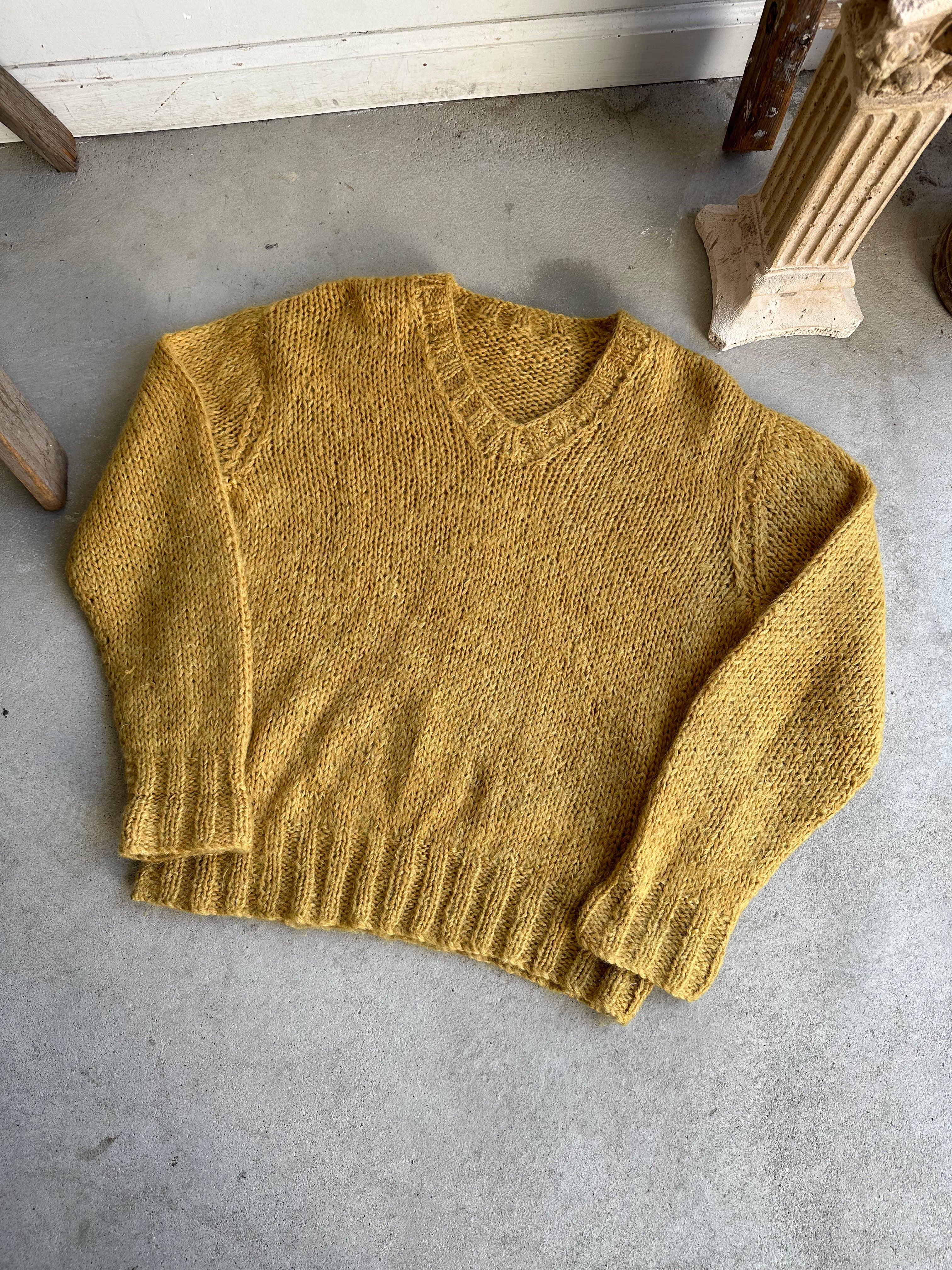 1980s Mustard Hand Knit  (XL)