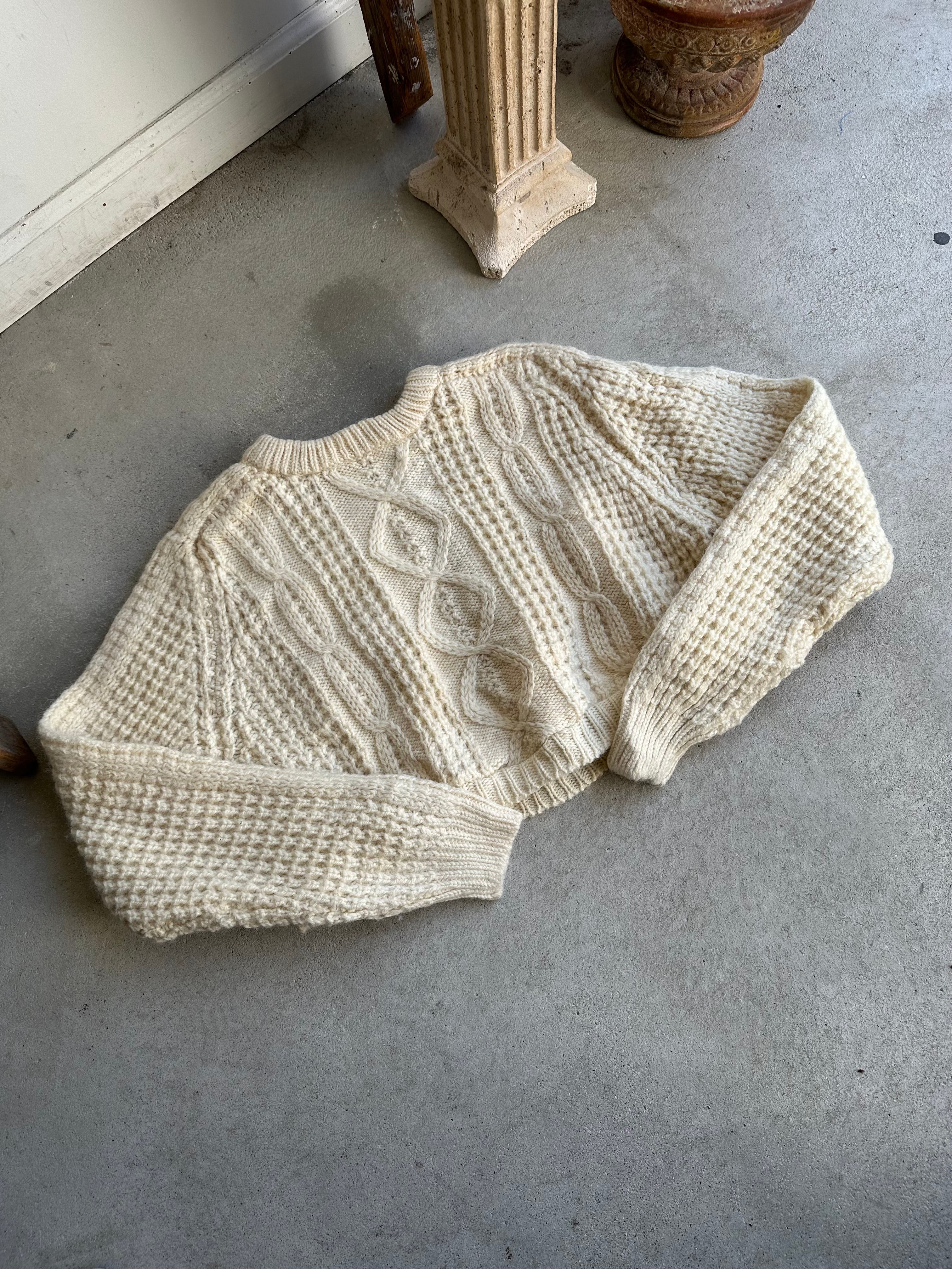 1980s Irish Made Cropped Women’s Cable Knit (S)