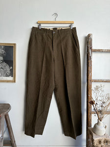 1960s Army Green Baggy Trousers (34 x 31)