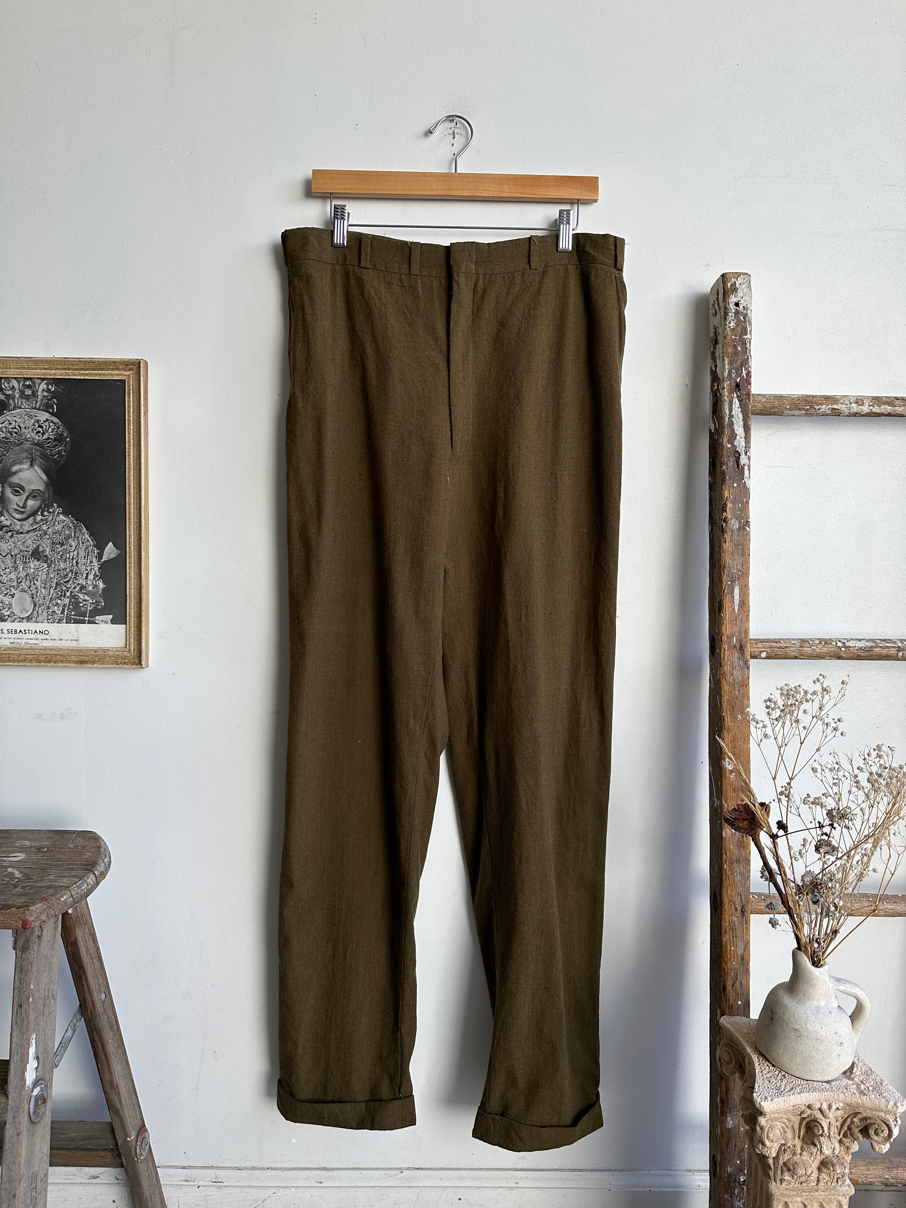 1970s Olive Green Trousers (34 x 32)