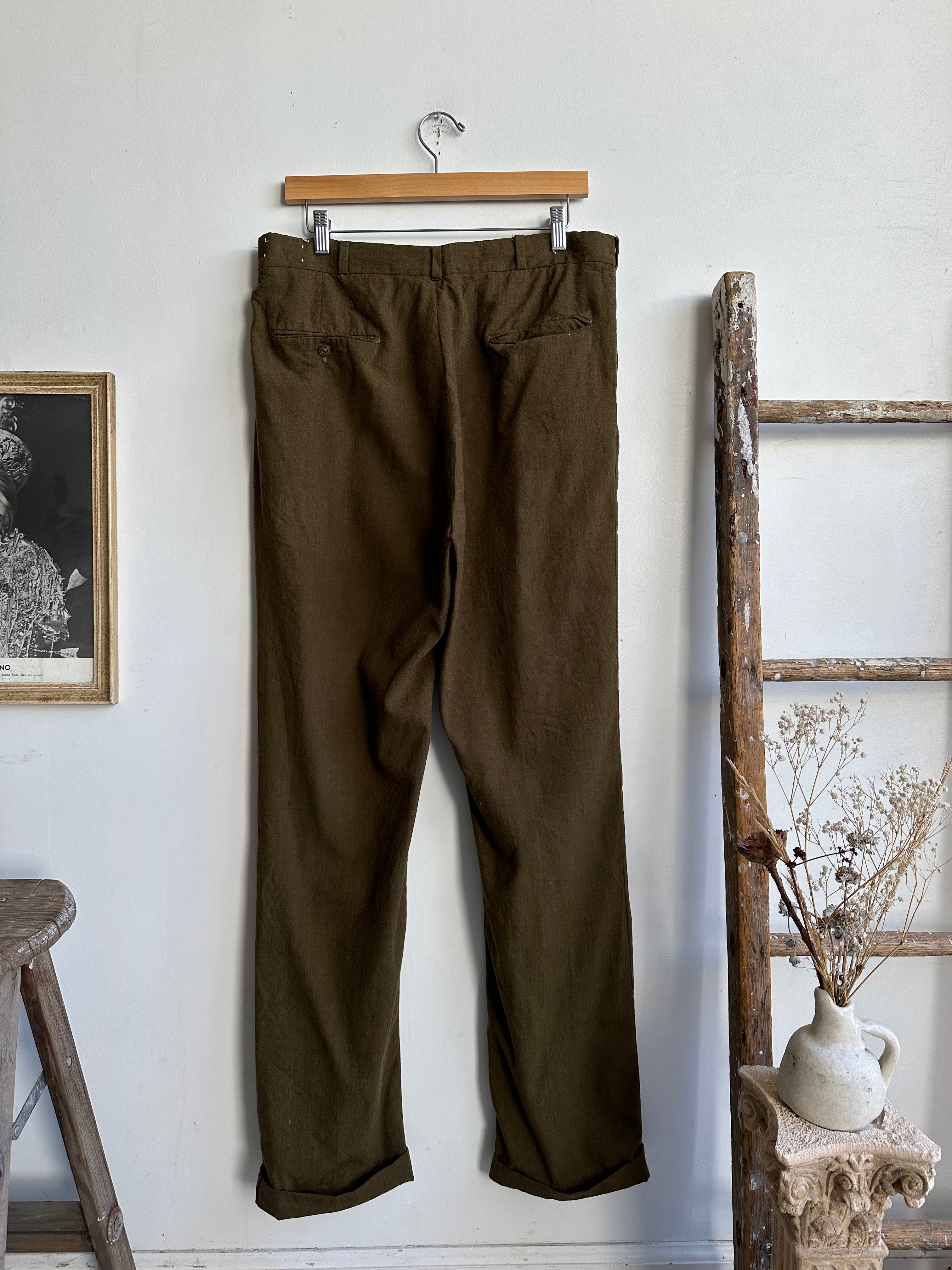 1970s Olive Green Trousers (34 x 32)