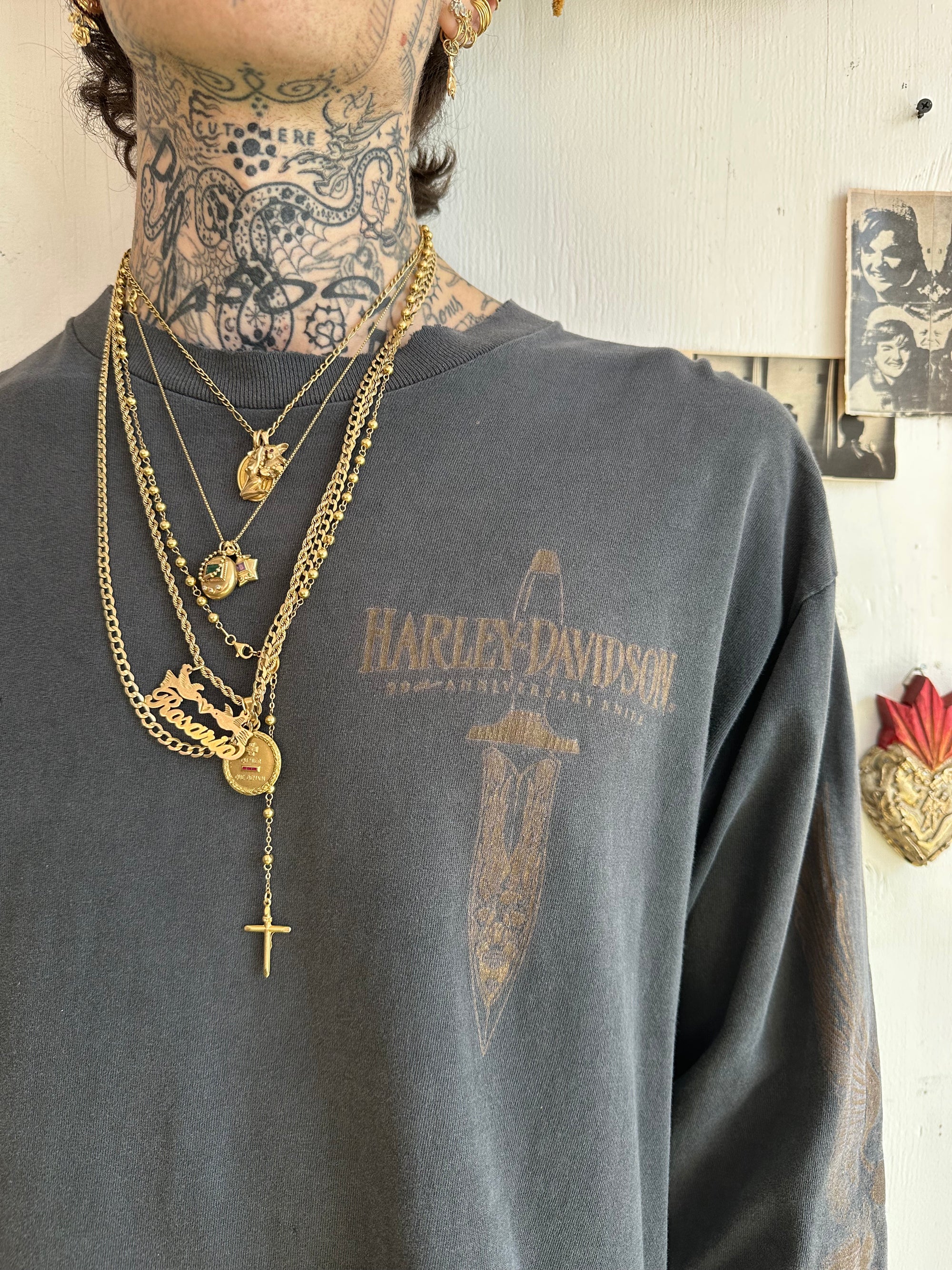 1990s Thrashed Harley Davidson Long Sleeve