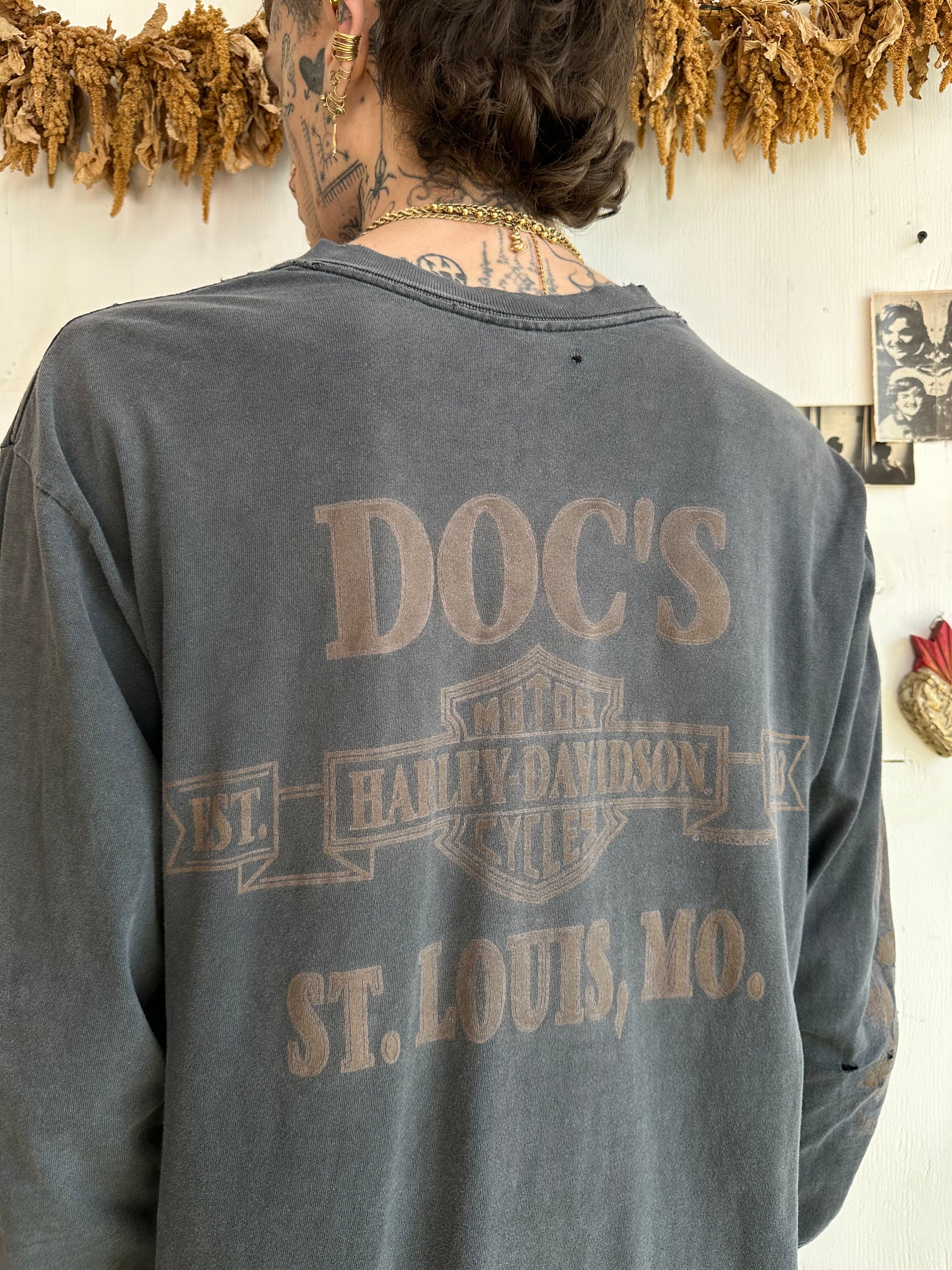 1990s Thrashed Harley Davidson Long Sleeve