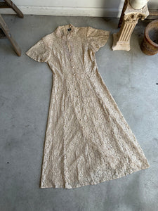 1980s Champagne Lace Keyhole Dress (M/L)