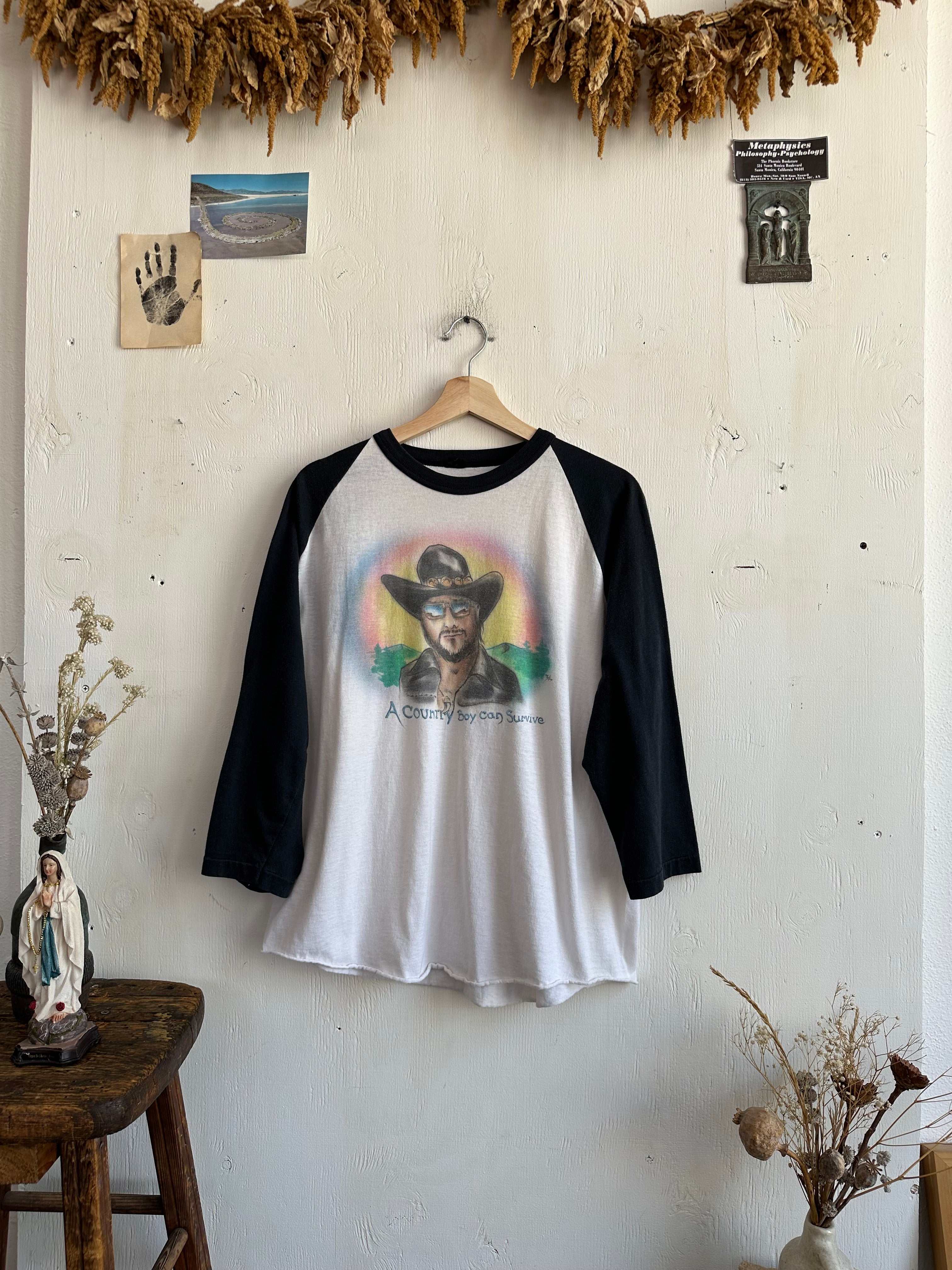 1980s Homemade Country Boy Baseball Tee (Boxy XL)
