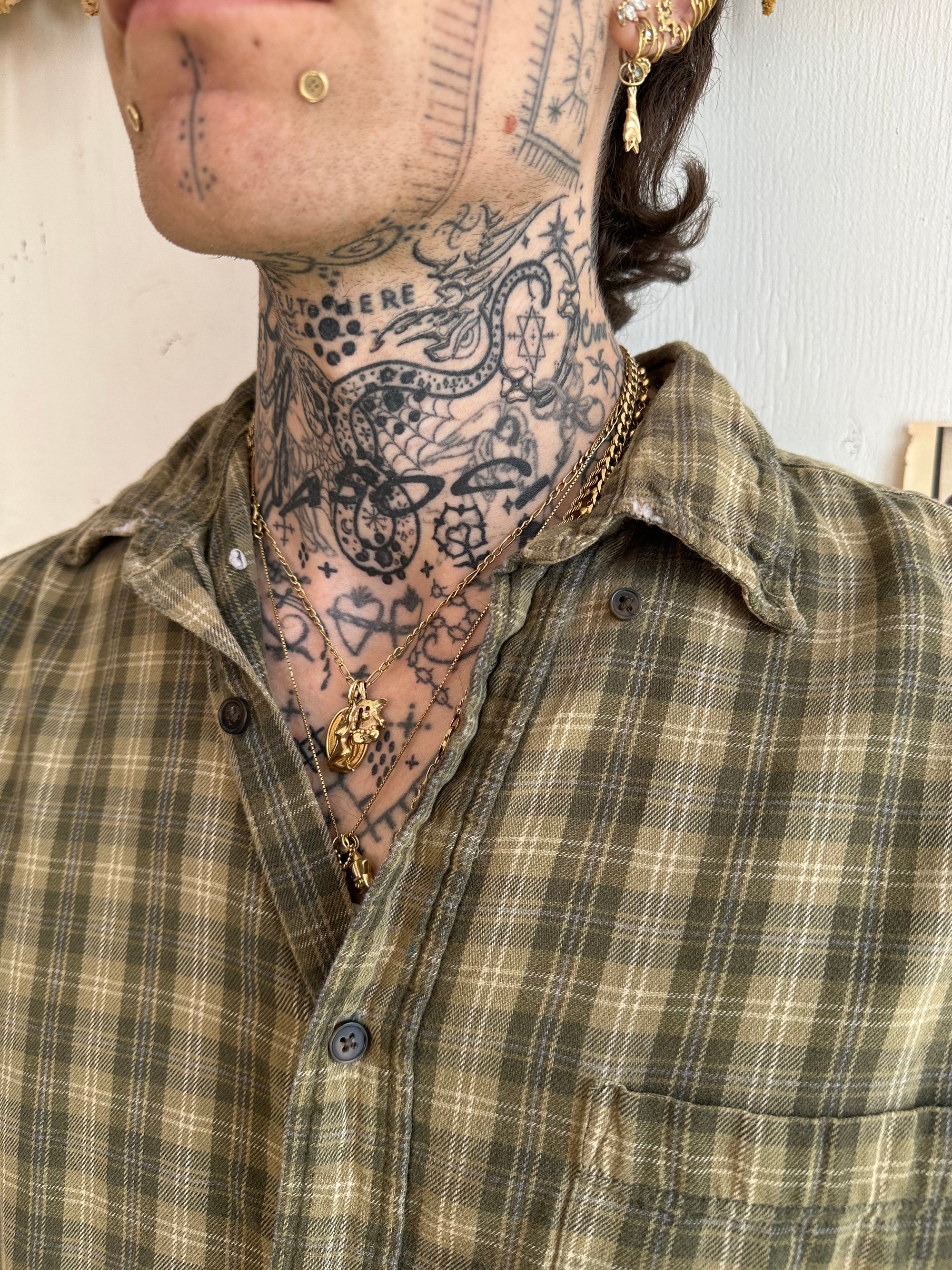 1970s Faded Green Plaid Button Down