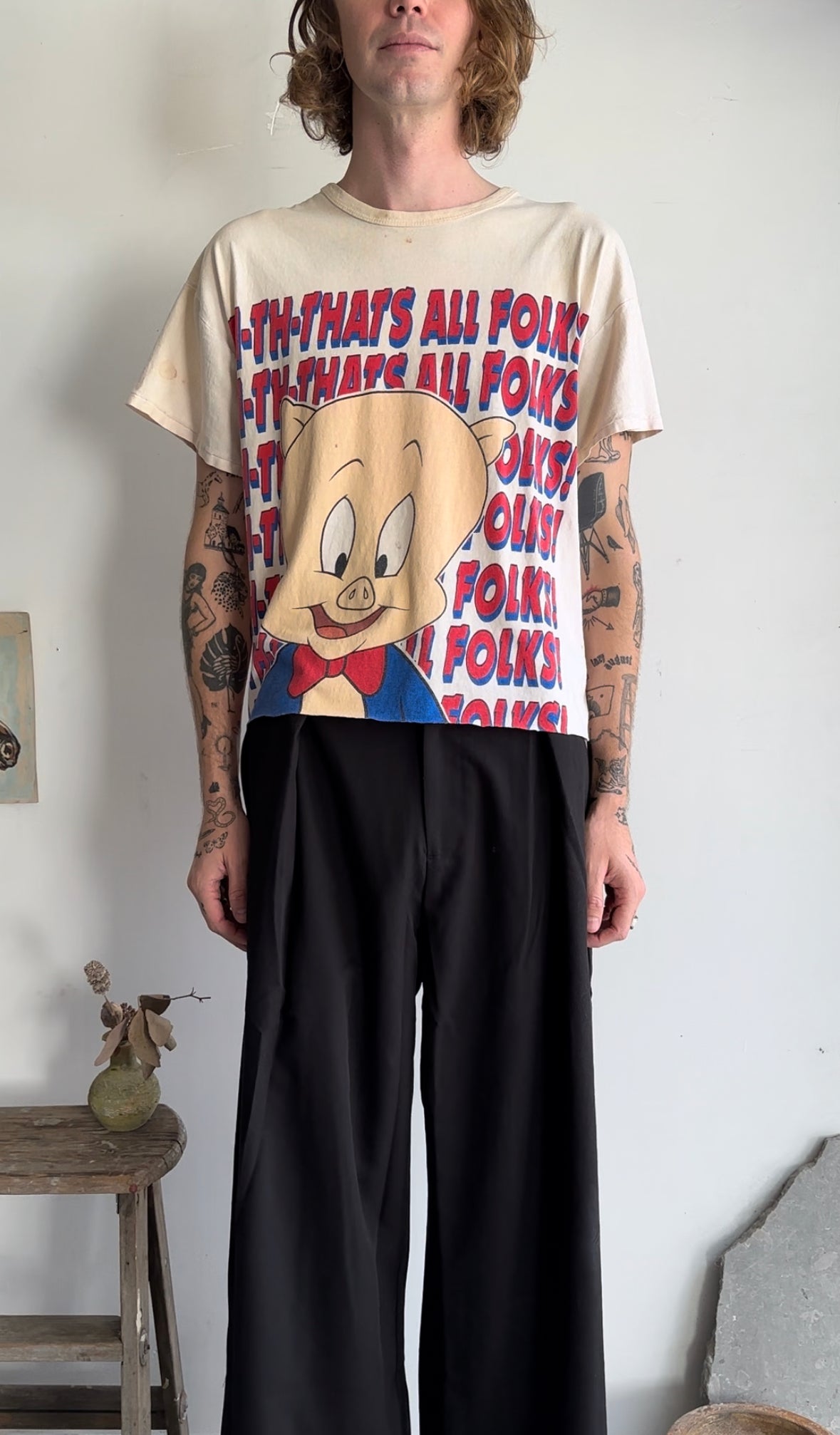 1980s Thrashed Porky Pig Tee (Boxy S/M)