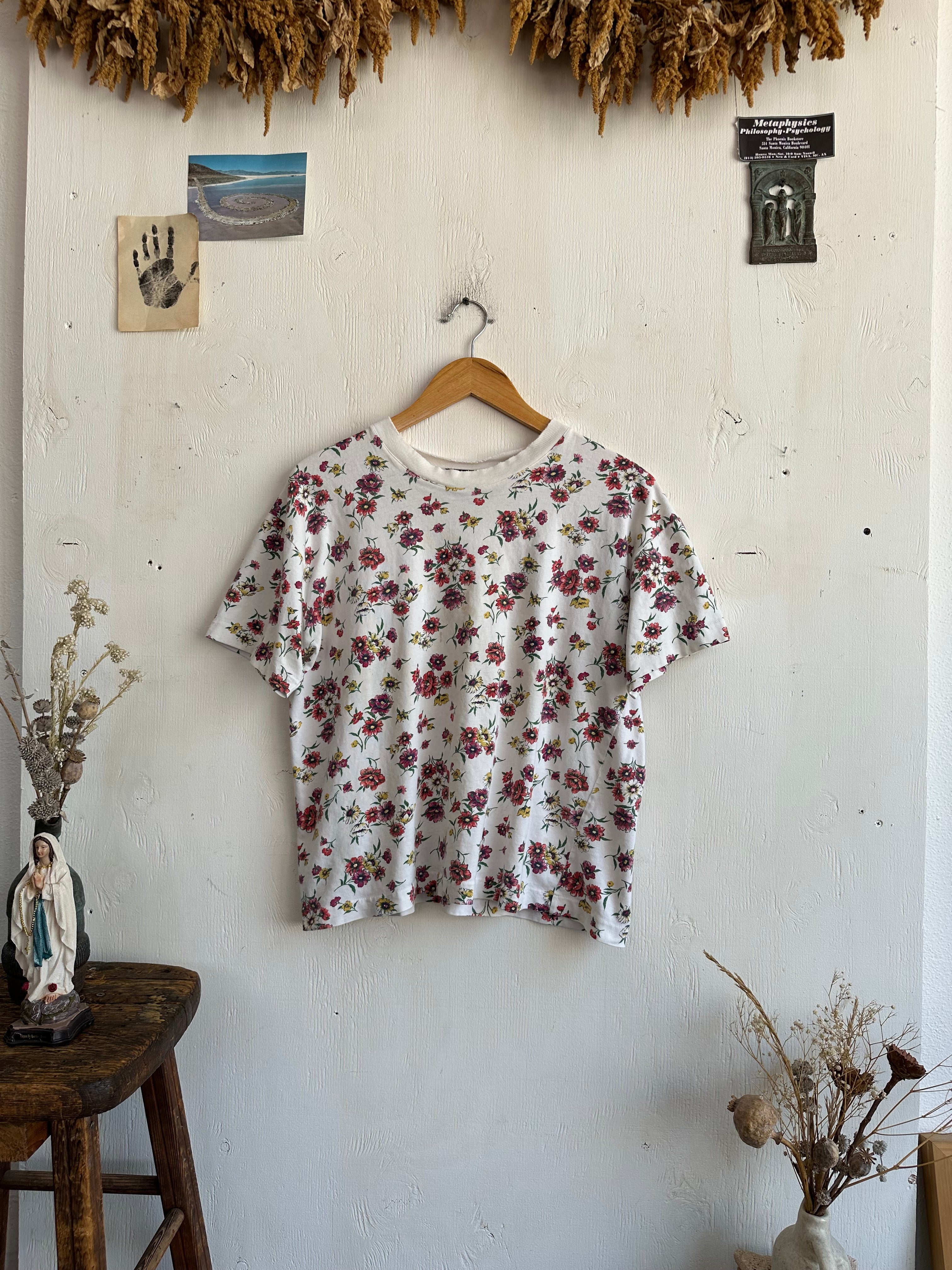 1980s Thrashed Floral T-Shirt (Boxy M)