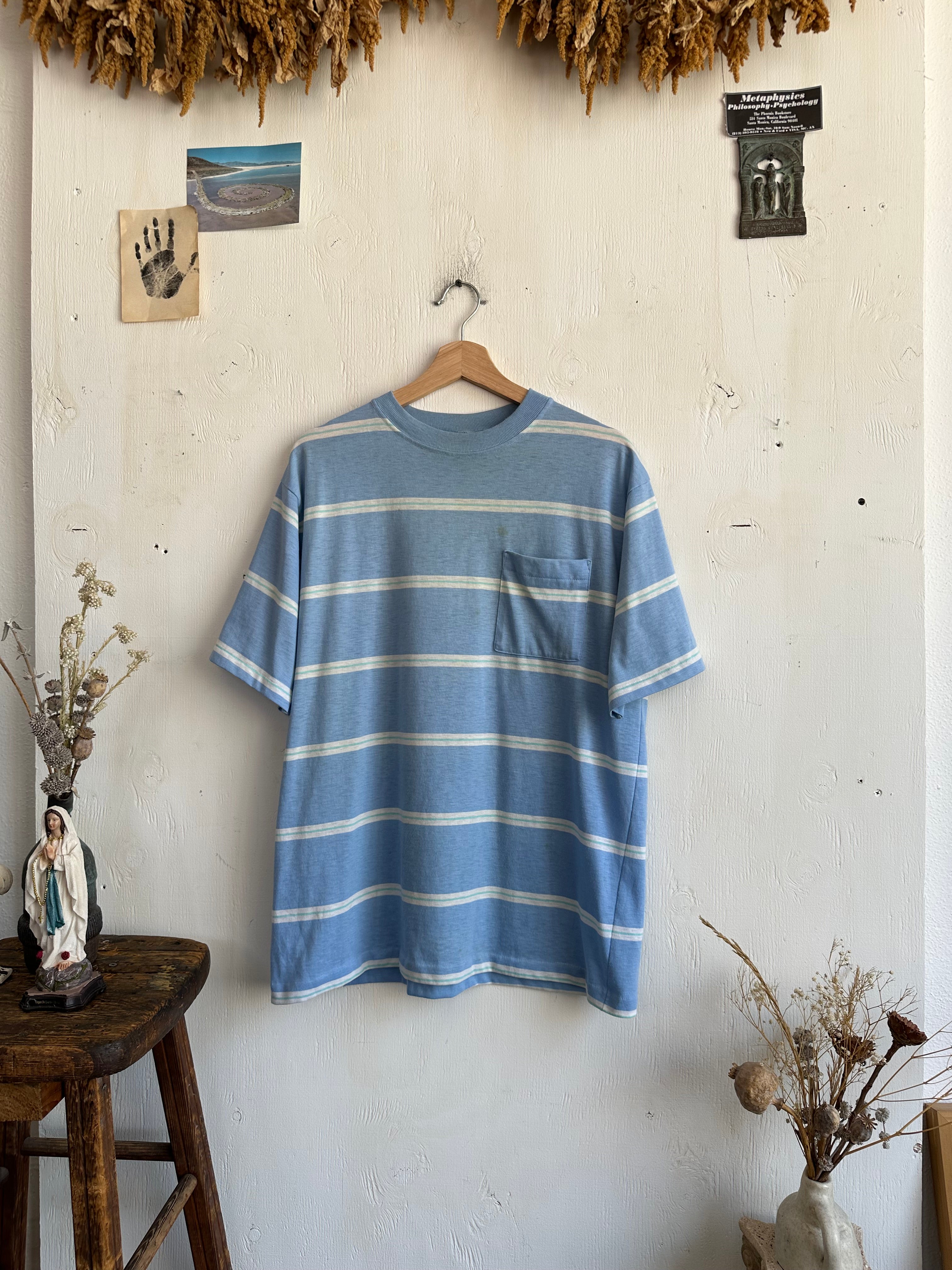 1990s Well Worn Striped Pocket Tee (L)
