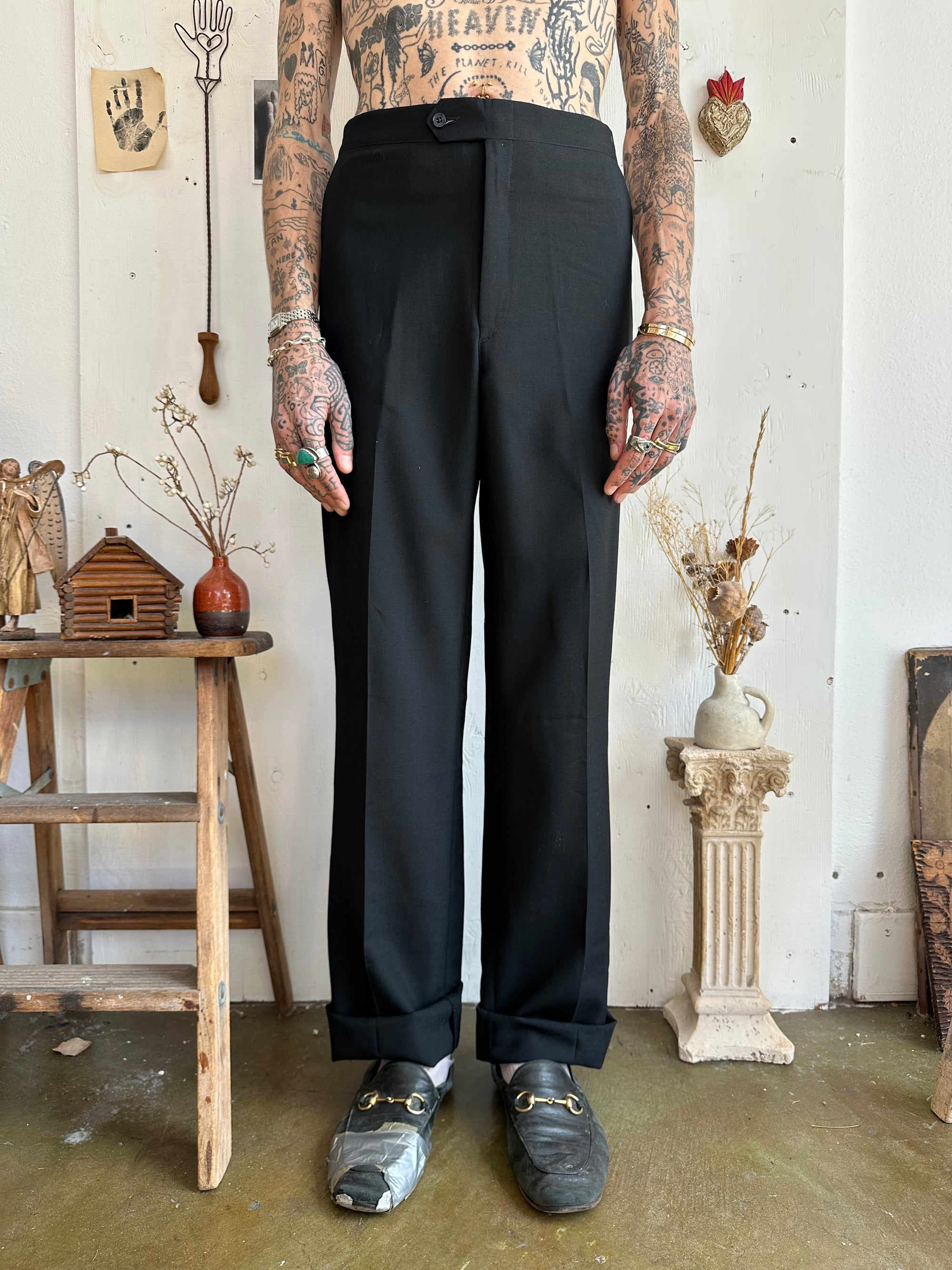 1990s Gauzy Black Trousers