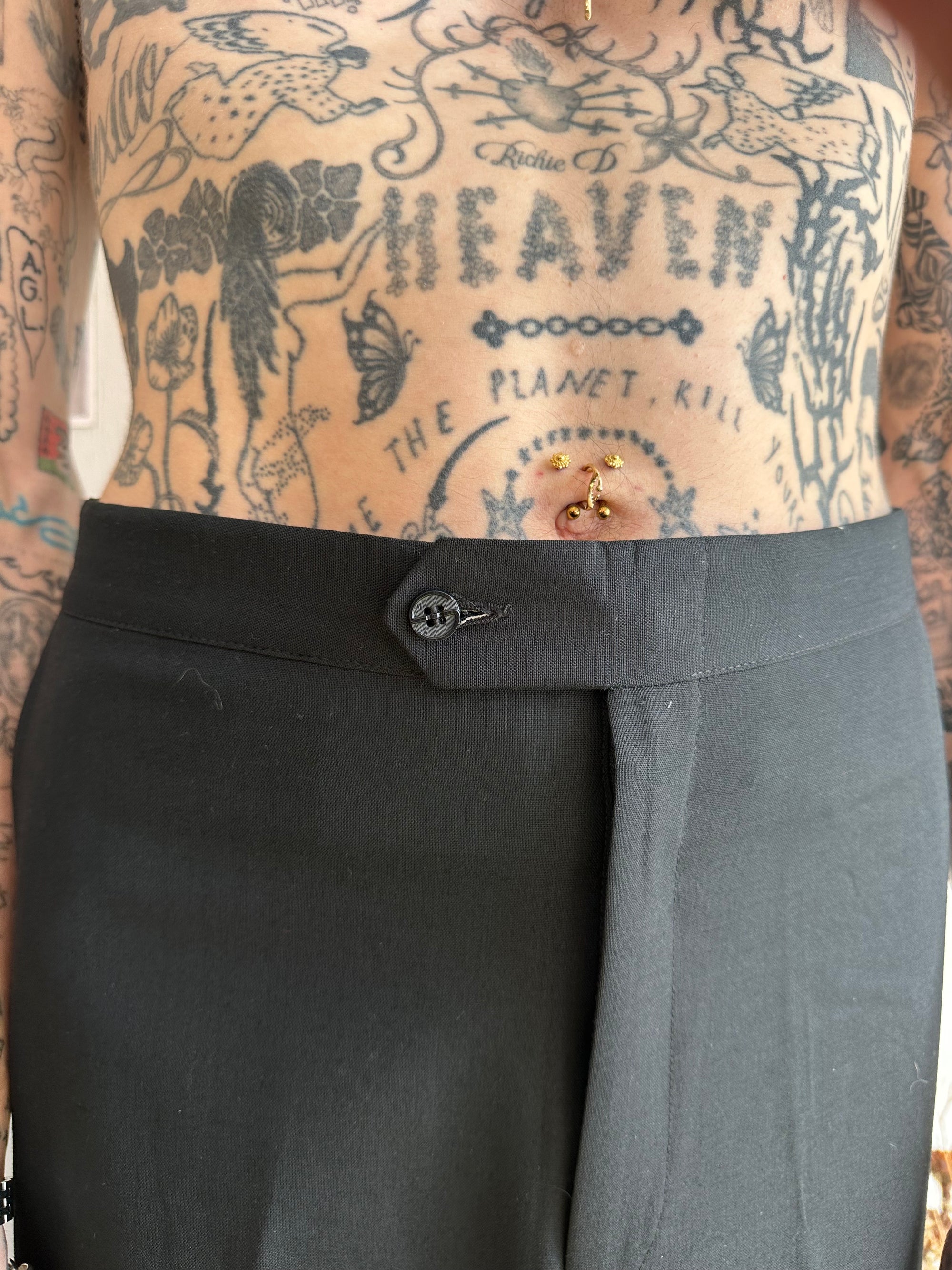 1990s Gauzy Black Trousers