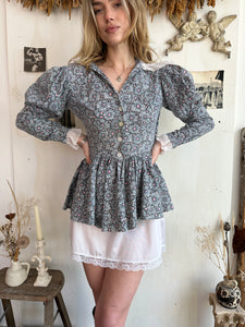 1960s Homemade Peplum Blouse (M)