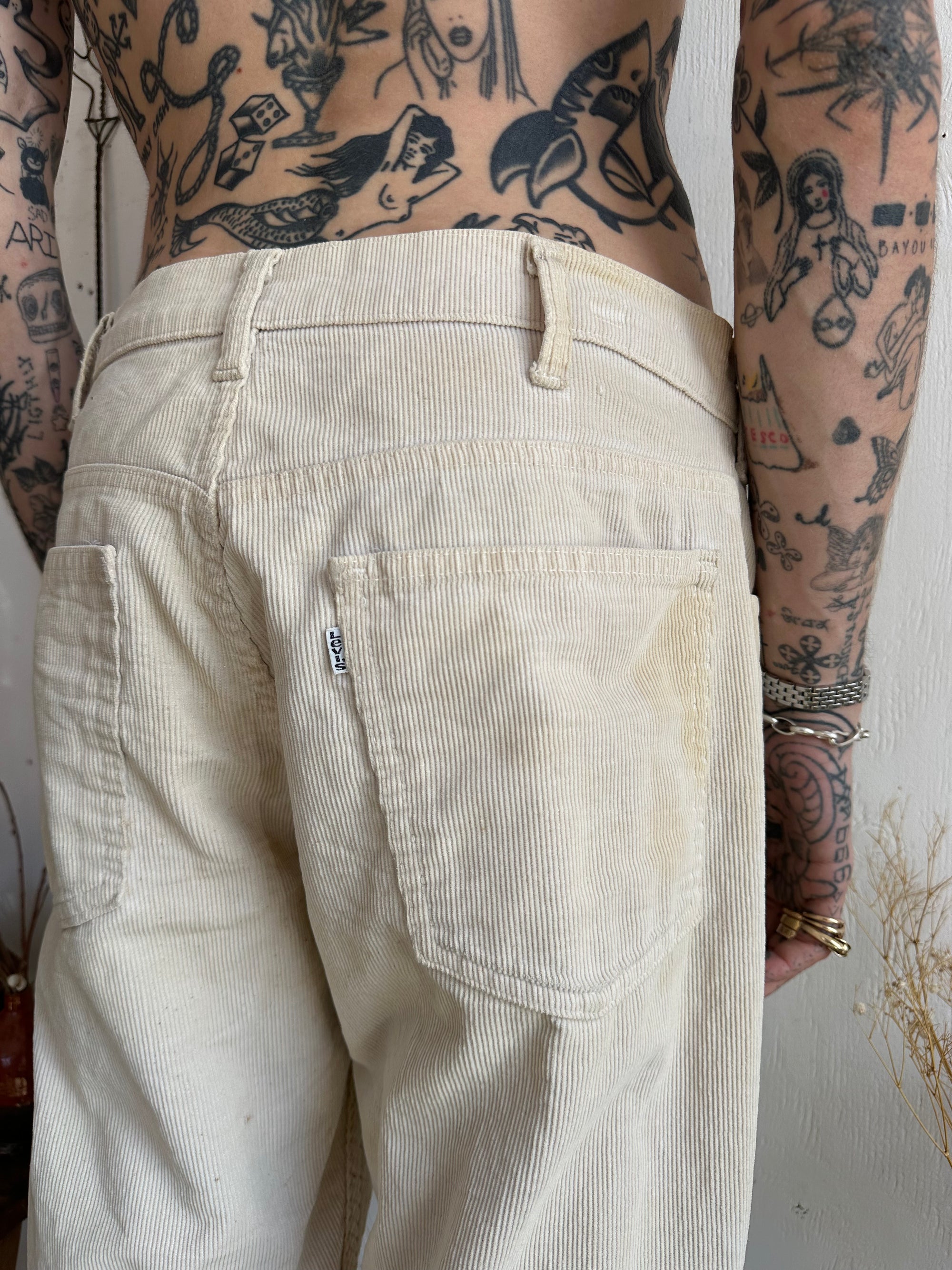 1980s White Stained Corduroy Levis
