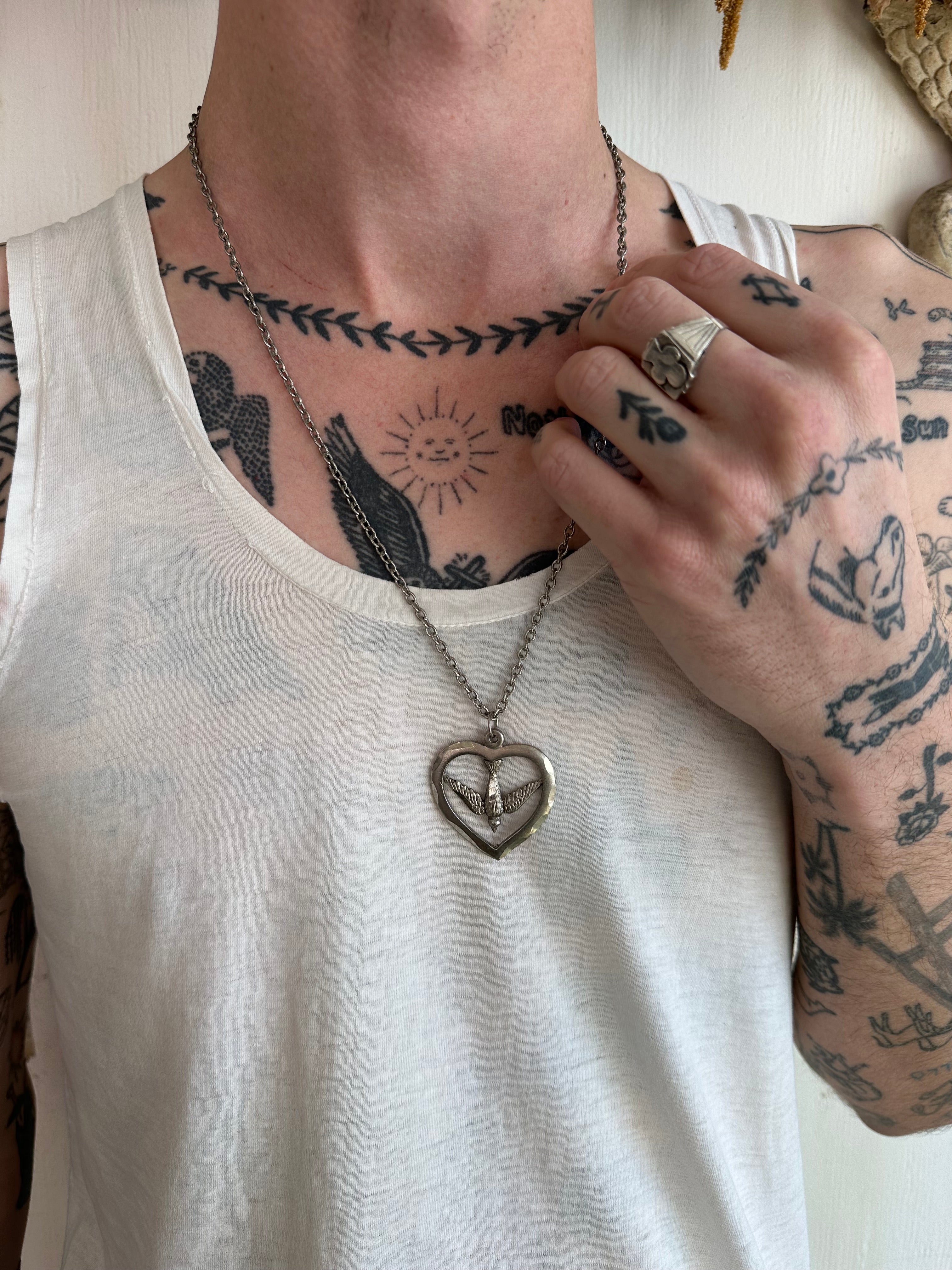 Dove Heart Pendant Necklace