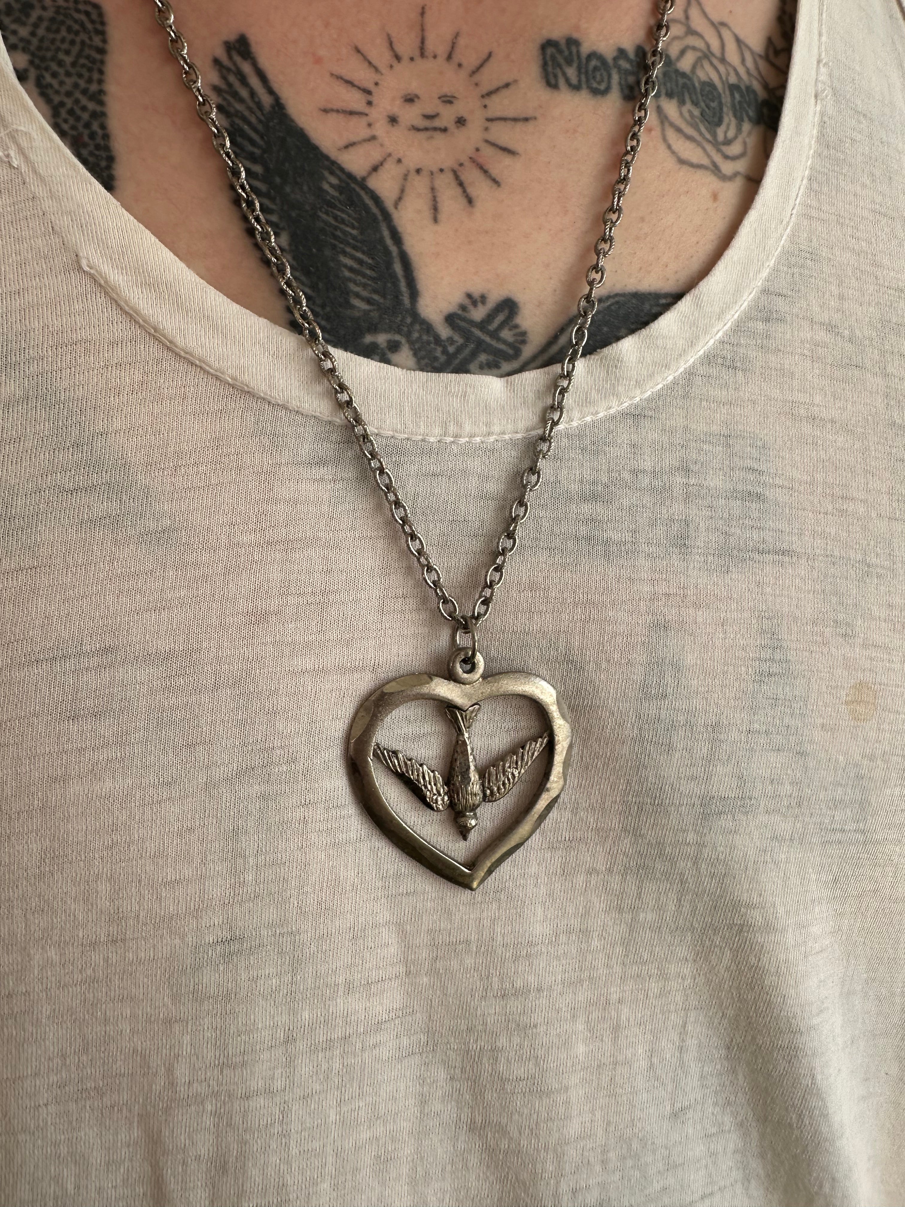 Dove Heart Pendant Necklace