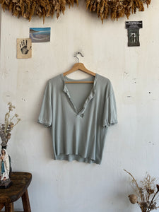1970s Well Worn Chopped Henley Tee (Boxy S/M)
