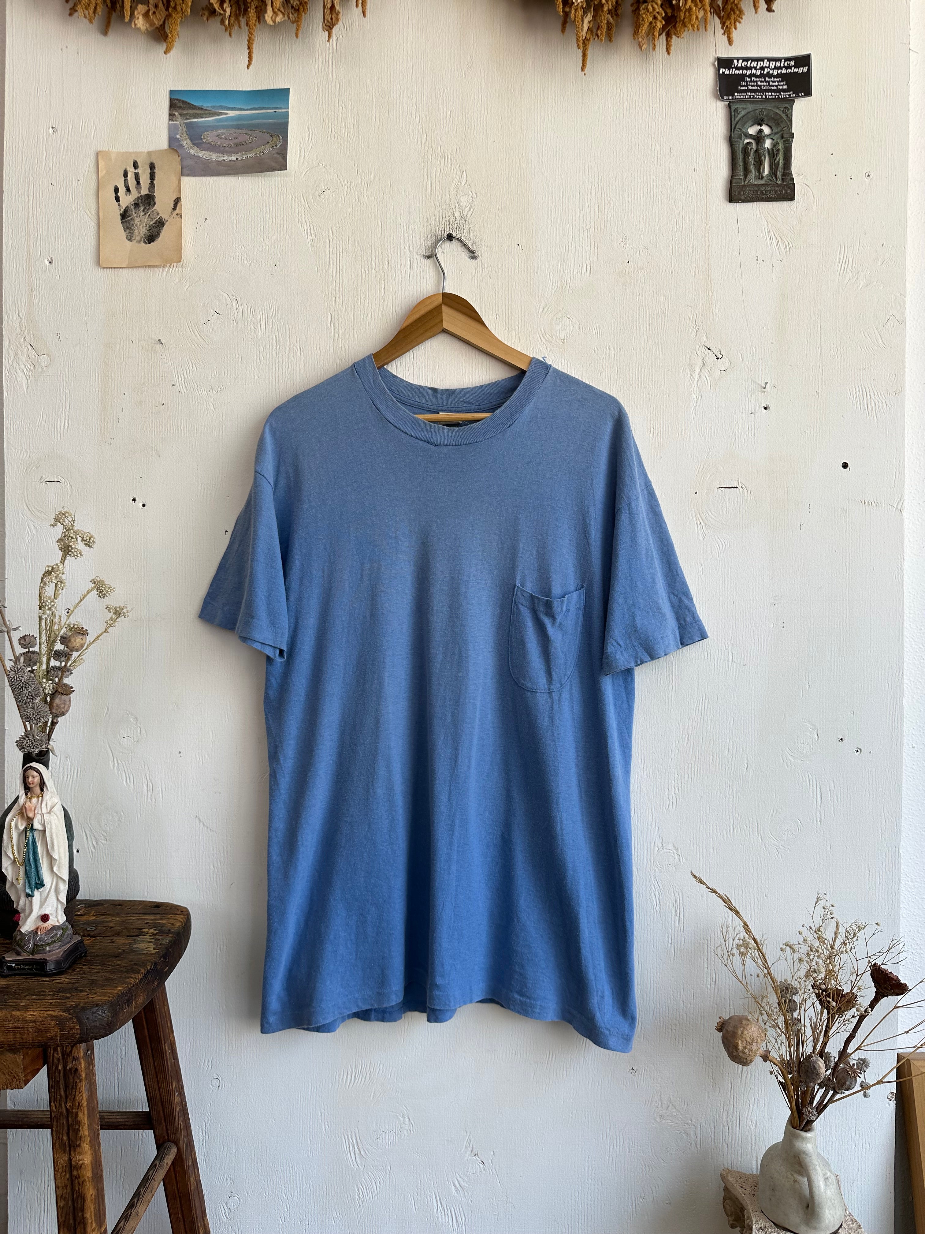 1980s Faded Blue Pocket Tee (XL)