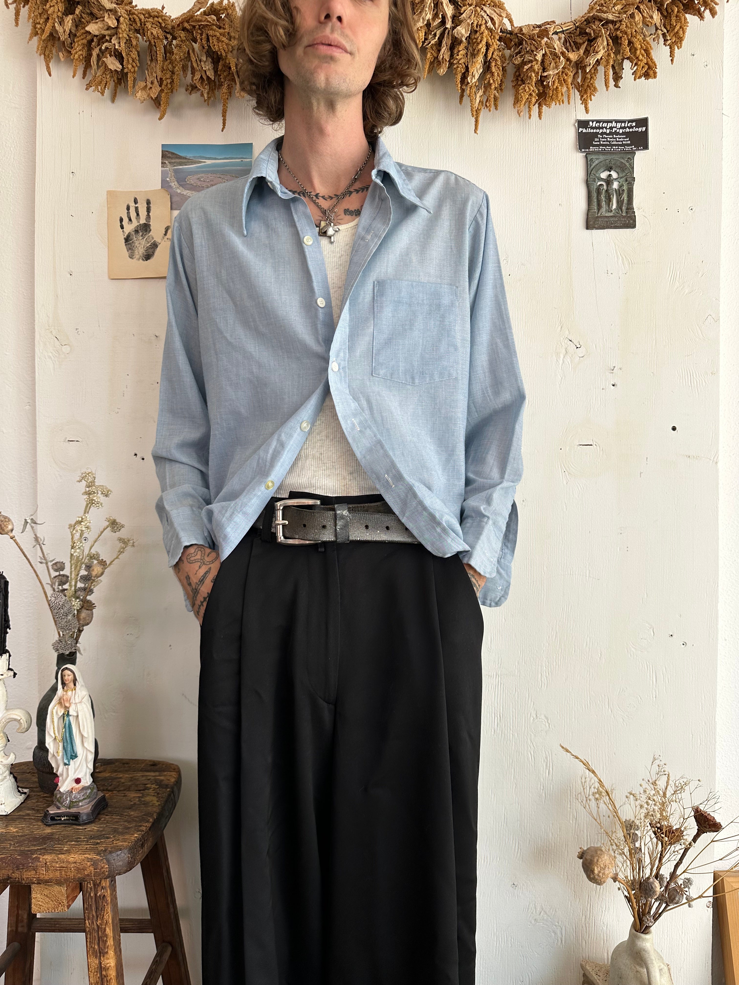 1980s Faded Blue Button Up (L/XL)