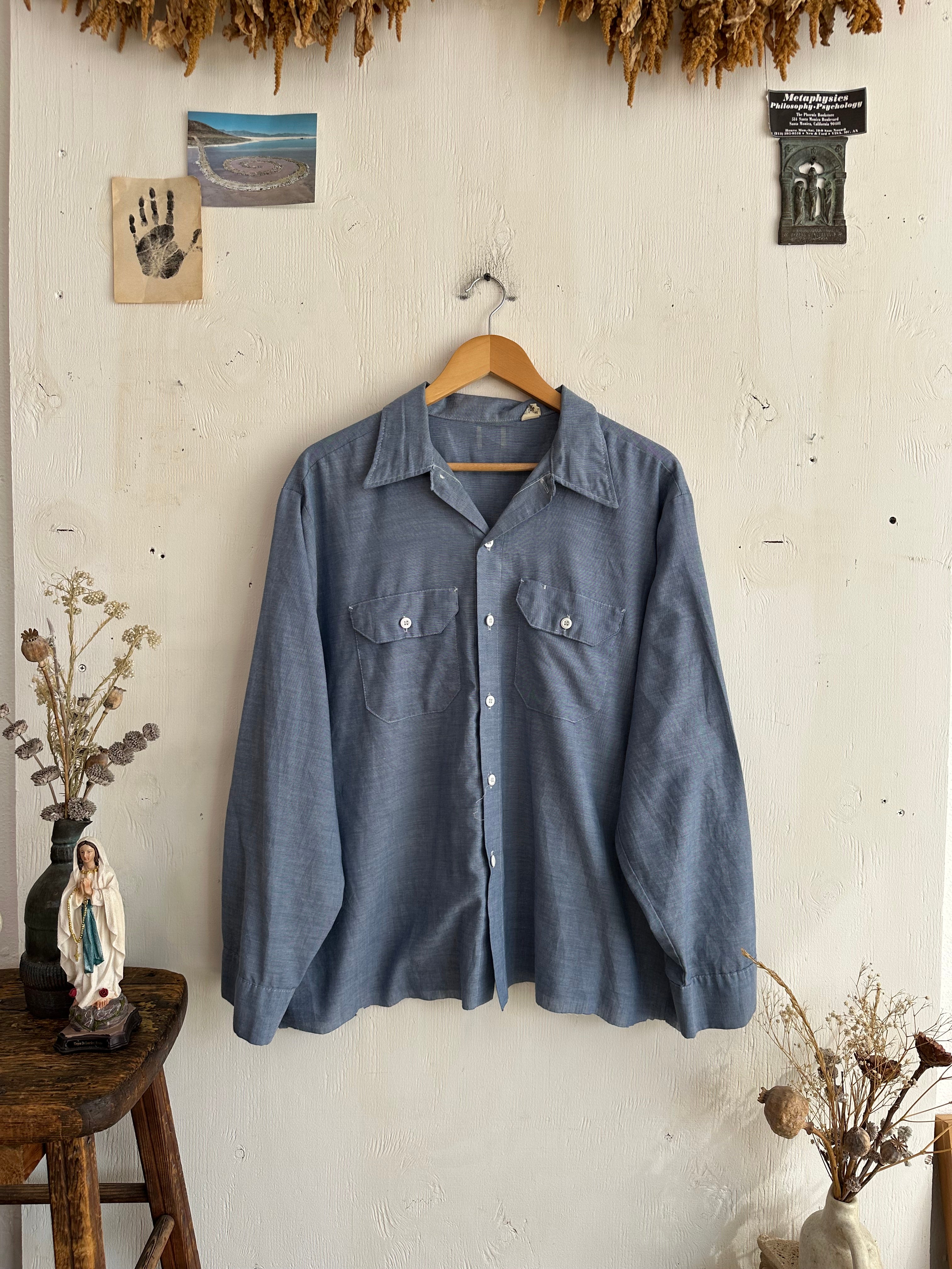 1970s Faded Blue Long Sleeve (Boxy L)