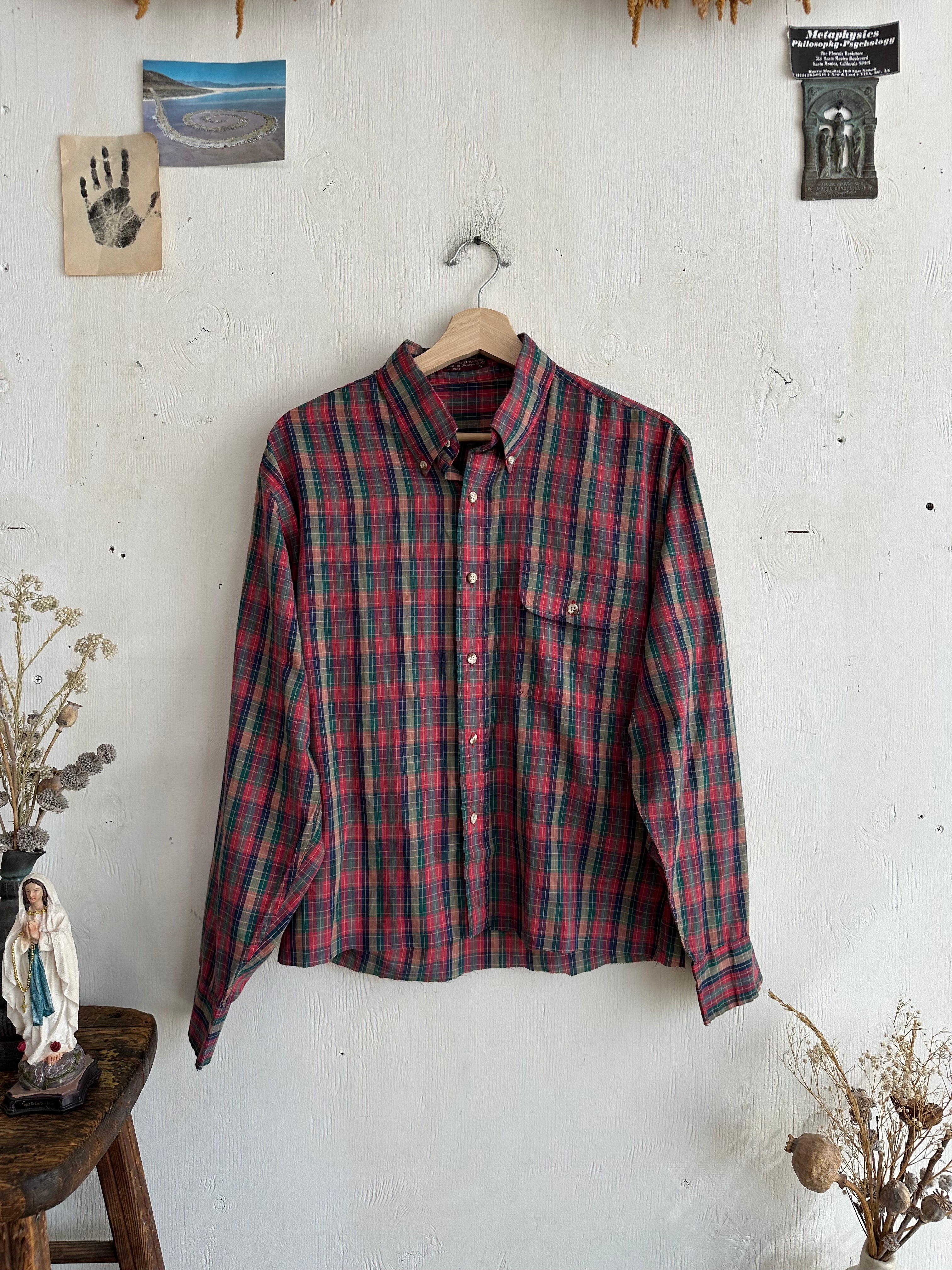 1990s Red and Green Plaid Button Up (Boxy S)