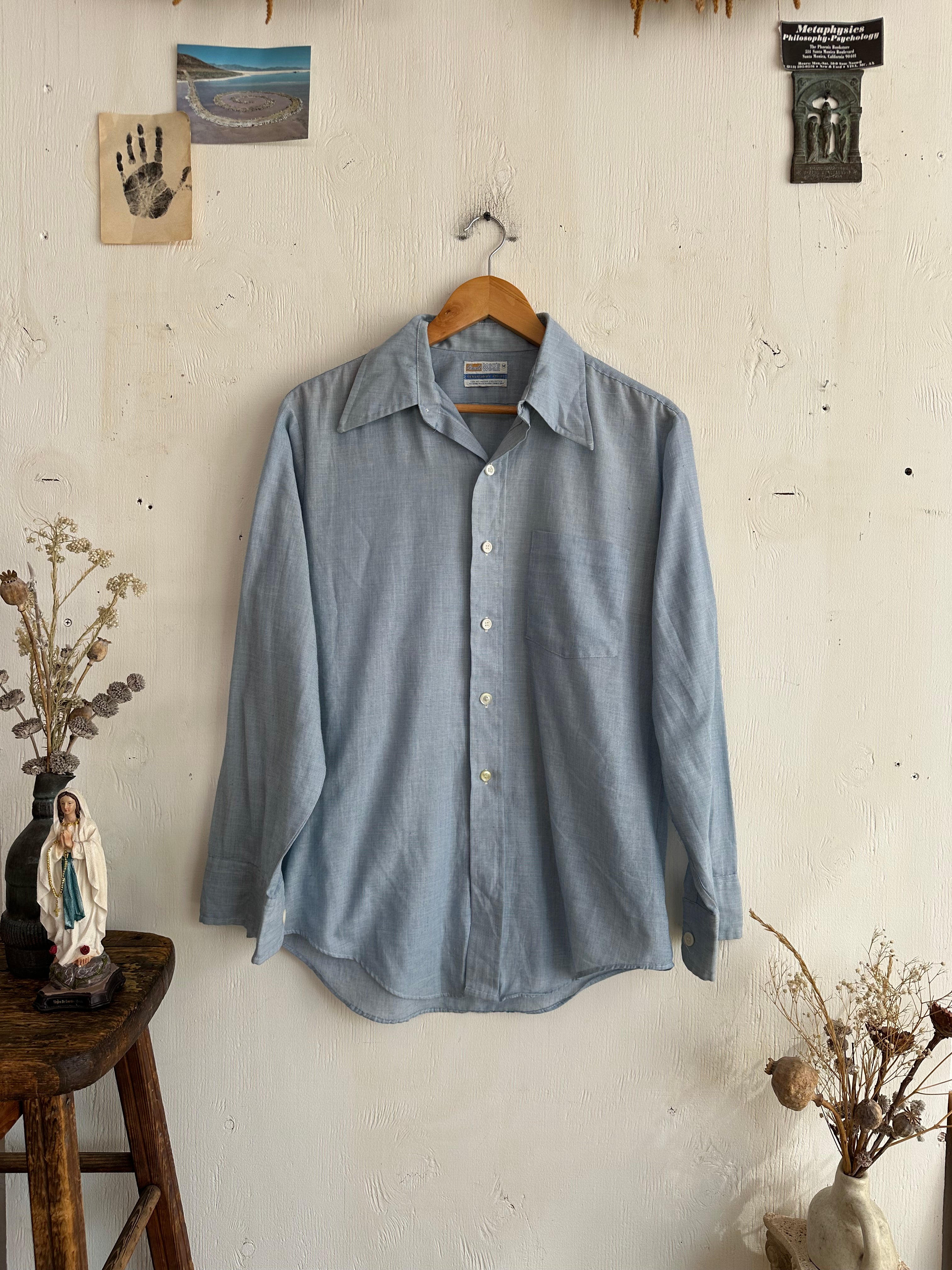 1980s Faded Blue Button Up (L/XL)