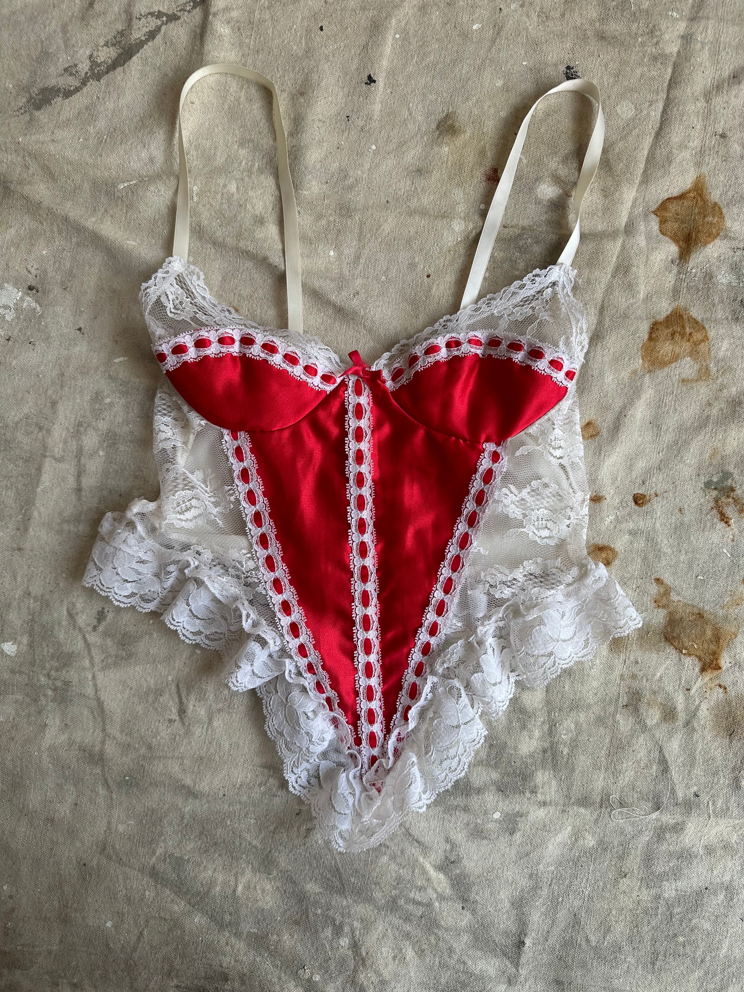 1990’s Red and White Lace Cami (XS)