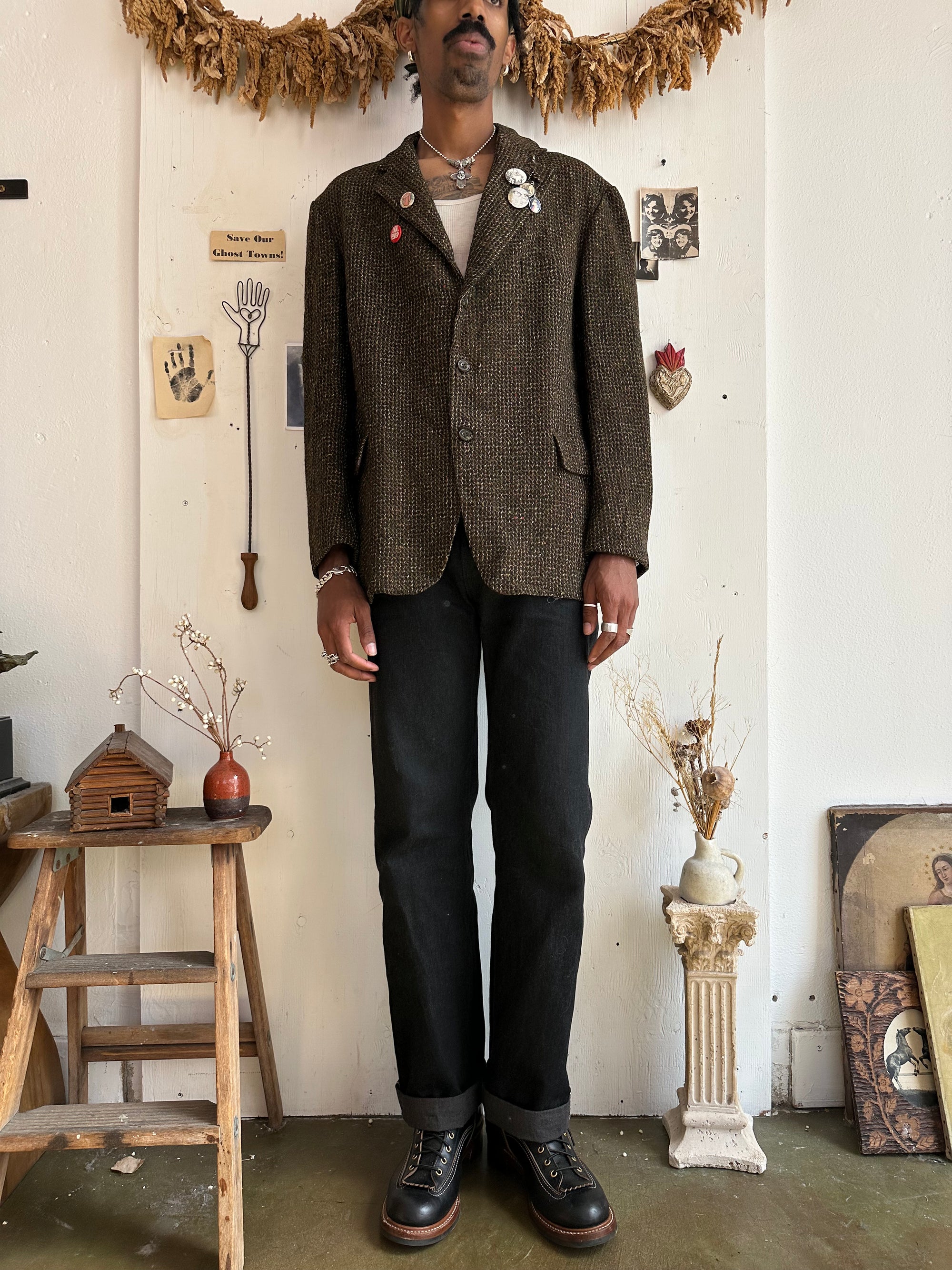 1960s Wool Tweed Jacket W/ Pins